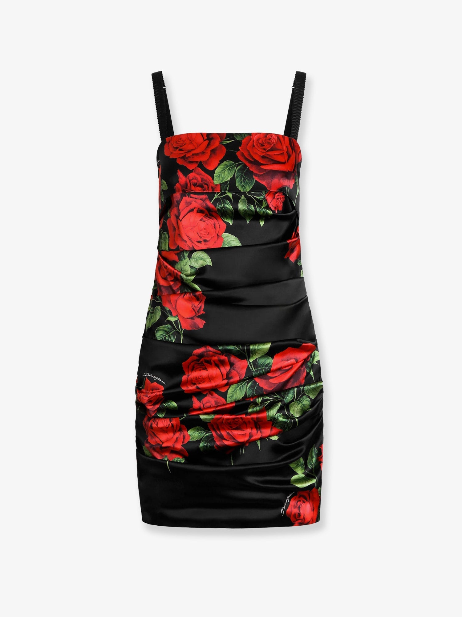 Dolce & Gabbana Women Short Satin Dress With Rose Print DOLCE & GABBANA