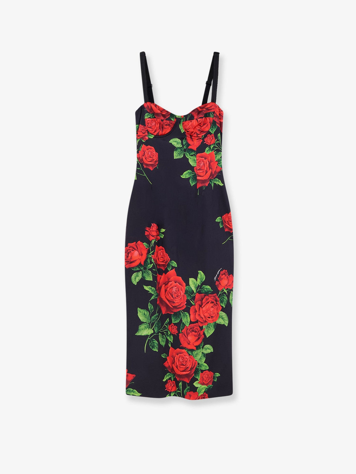 Dolce & Gabbana Women Stretch Silk Dress With Iconic Rose Print DOLCE & GABBANA