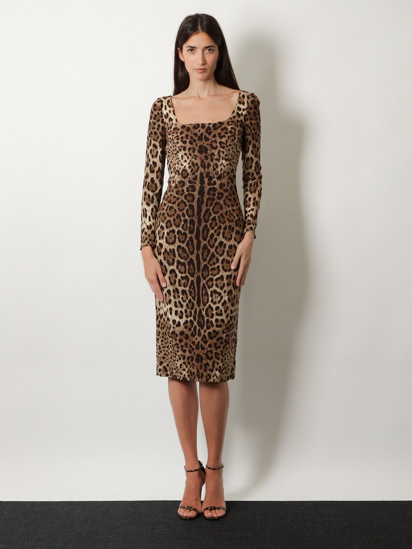 Dolce & Gabbana Women Midi Dress With Animal Print DOLCE & GABBANA