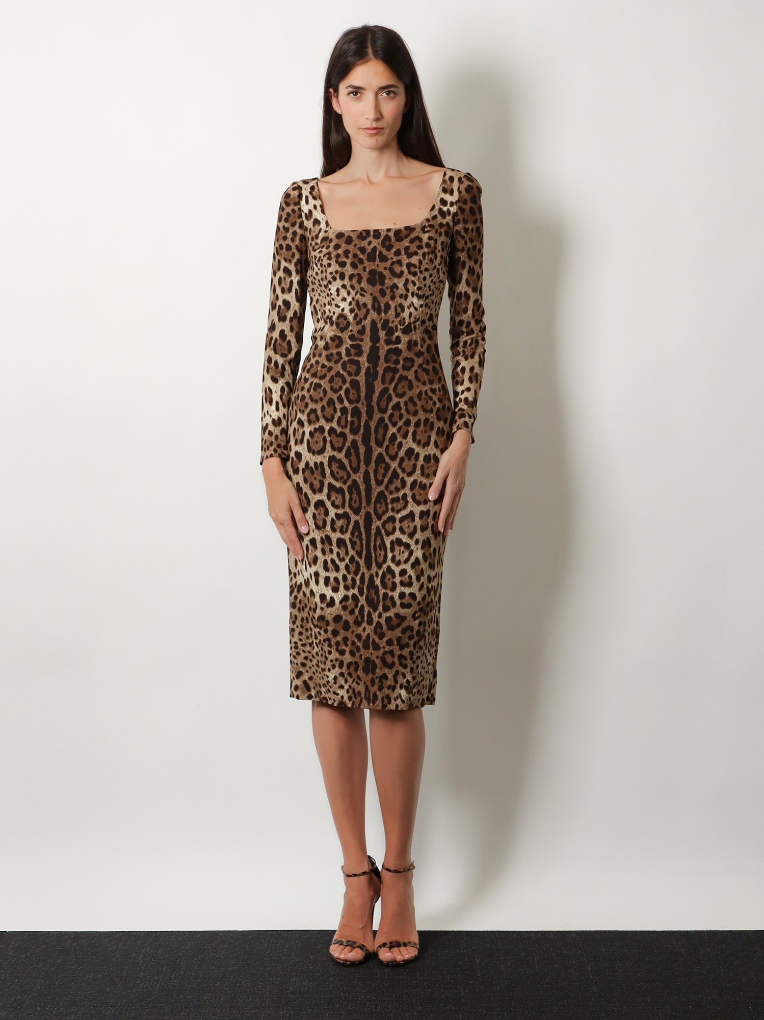Dolce & Gabbana Women Midi Dress With Animal Print DOLCE & GABBANA
