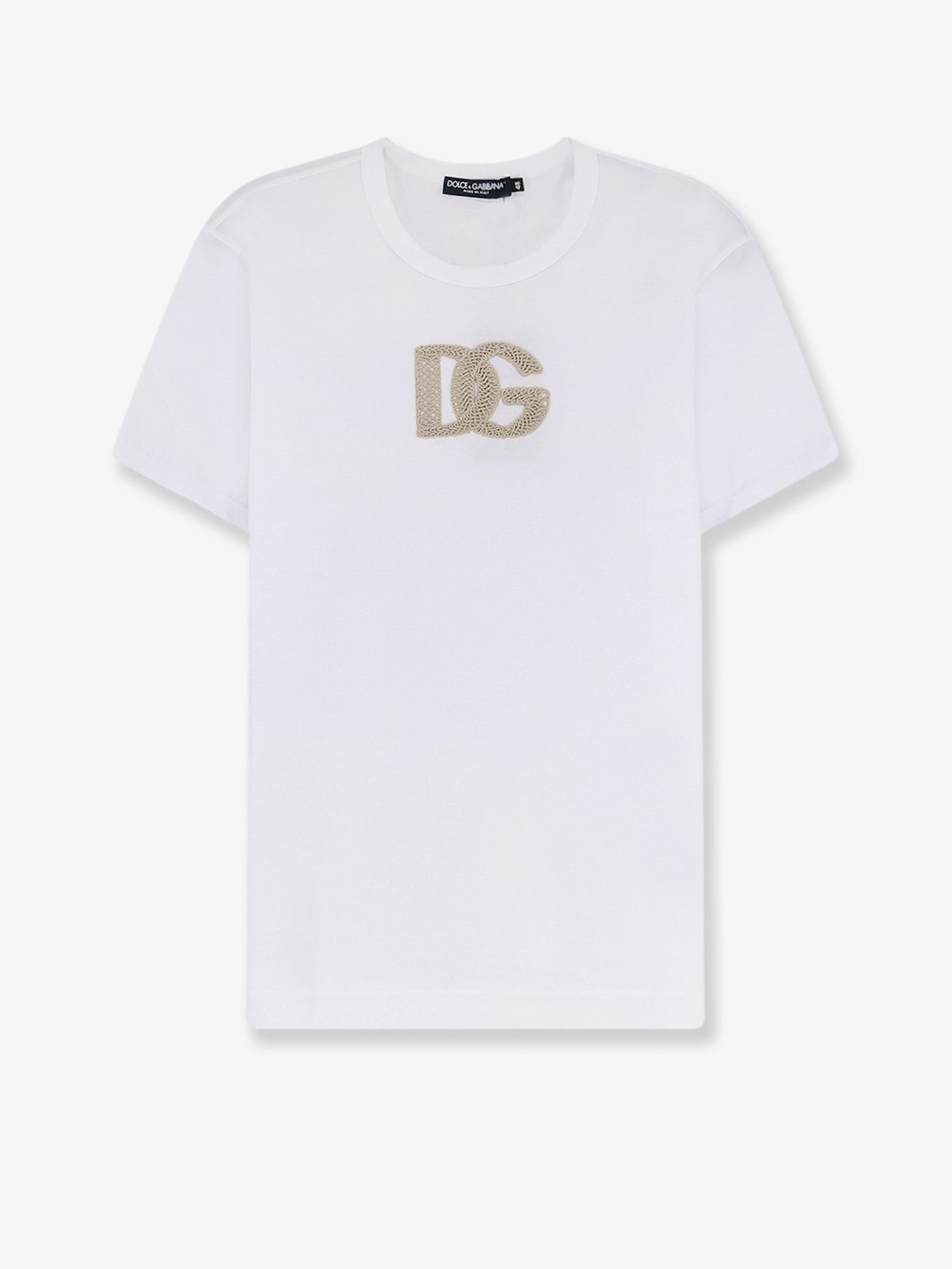 Dolce & Gabbana Men Cotton T-Shirt With Patch Logo On The Front DOLCE & GABBANA