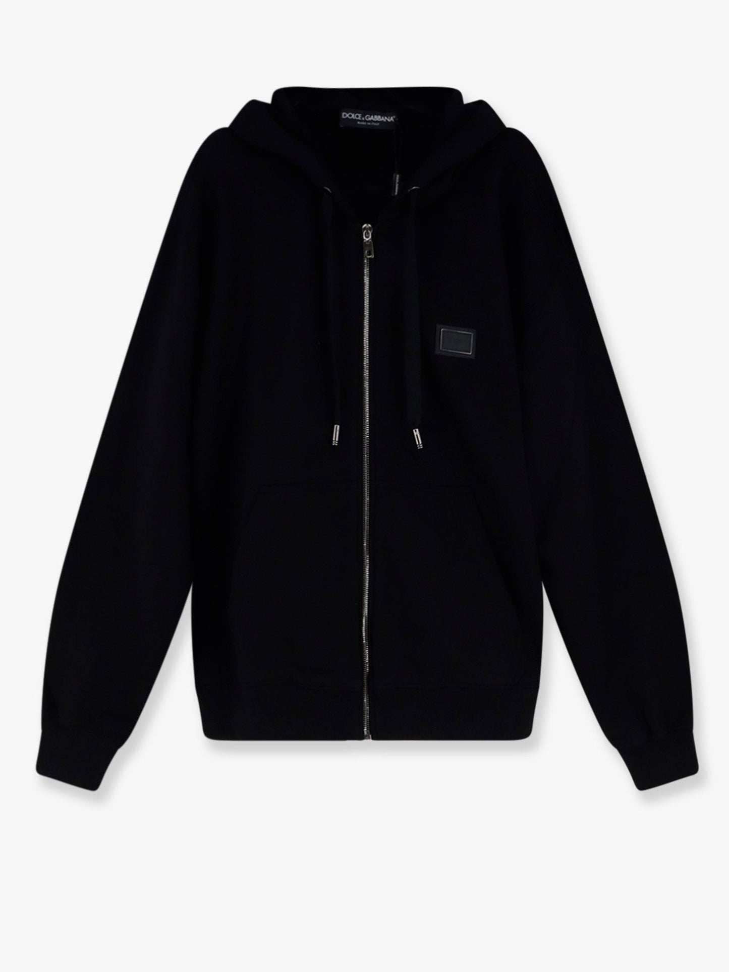 Dolce & Gabbana Men Cotton Sweatshirt With Metal Logo Patch DOLCE & GABBANA
