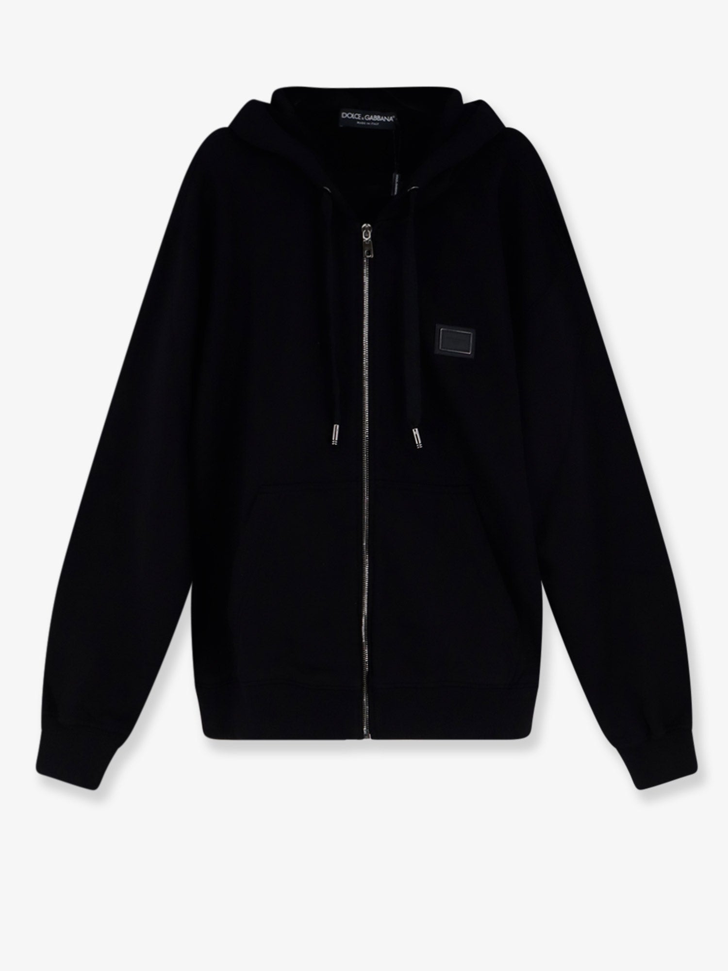 Dolce & Gabbana Men Cotton Sweatshirt With Metal Logo Patch DOLCE & GABBANA