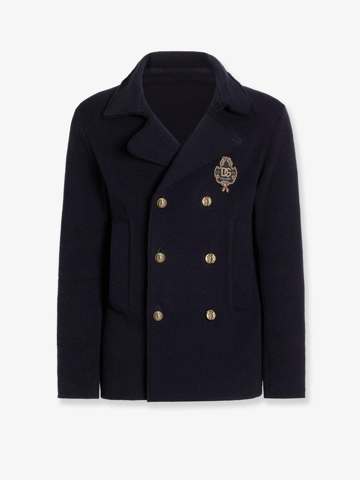 Dolce & Gabbana Men Virgin Wool Blazer With Iconic Crest DOLCE & GABBANA