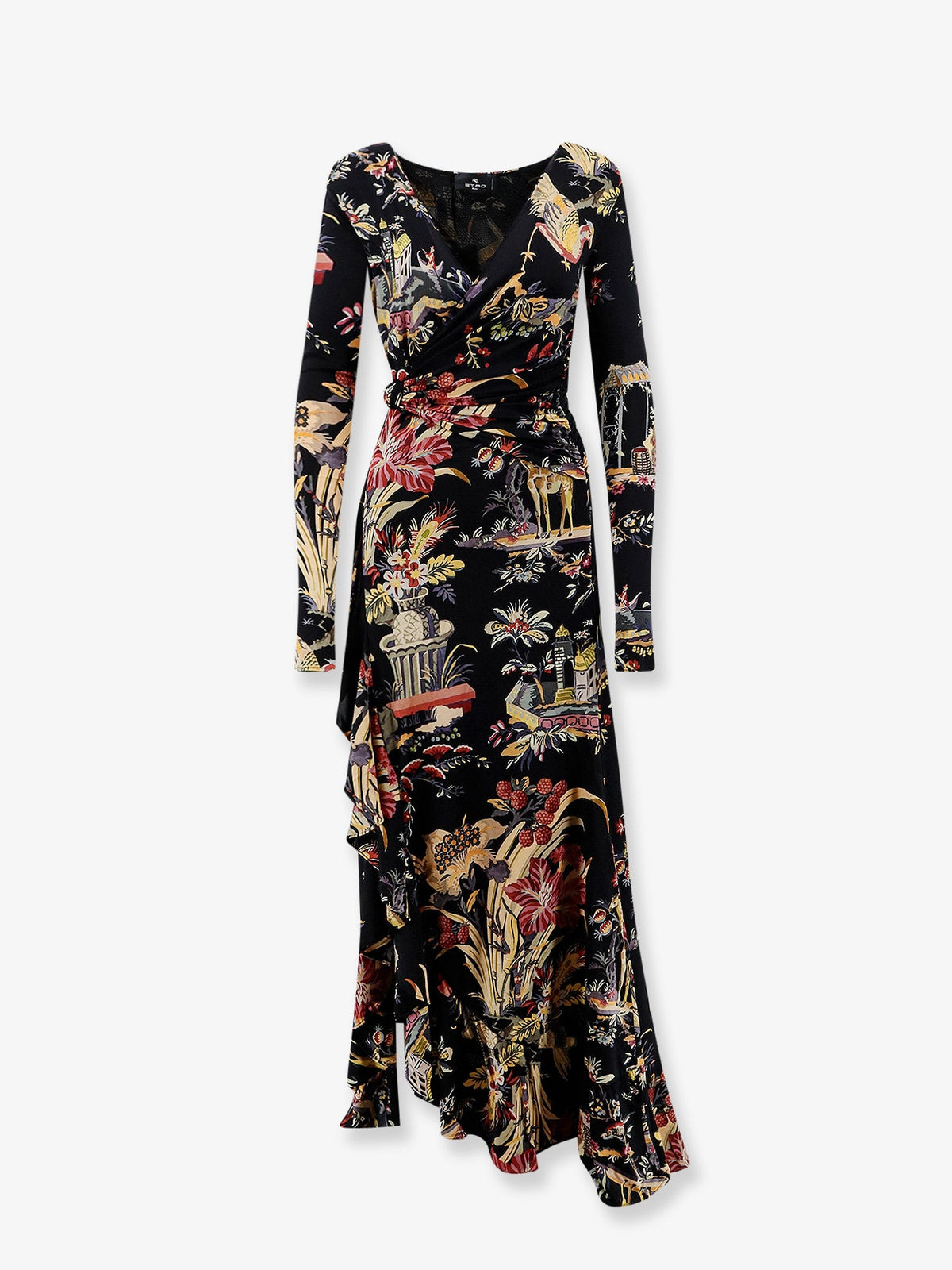 Etro Women Stretch Viscose Long Dress With Multicolor Print ETRO