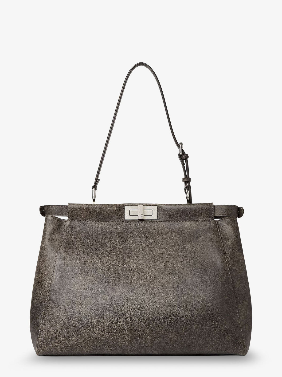 Fendi Men My Peekaboo Large Leather Shoulder Bag With Vintage Effect FENDI