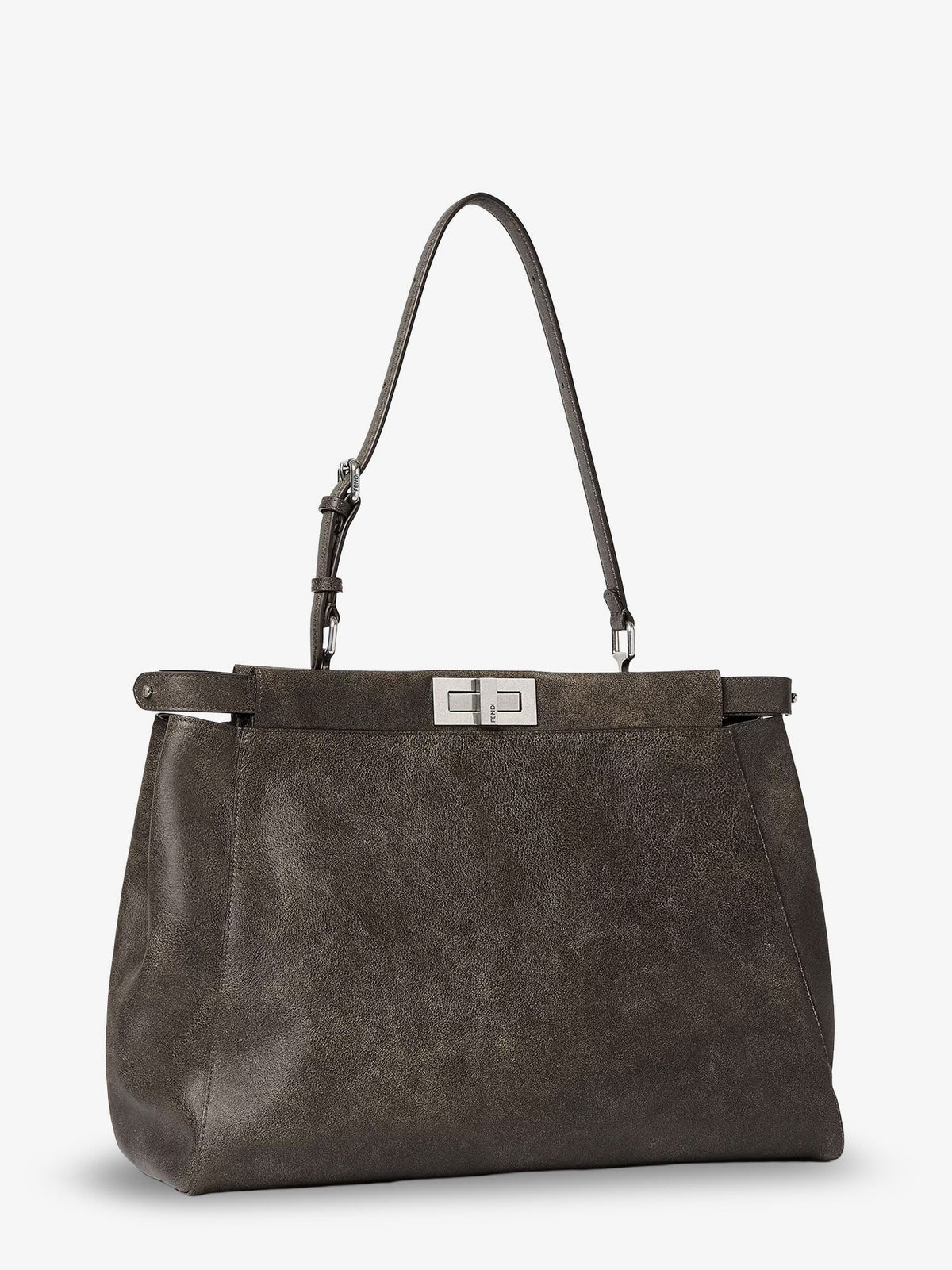 Fendi Men My Peekaboo Large Leather Shoulder Bag With Vintage Effect FENDI