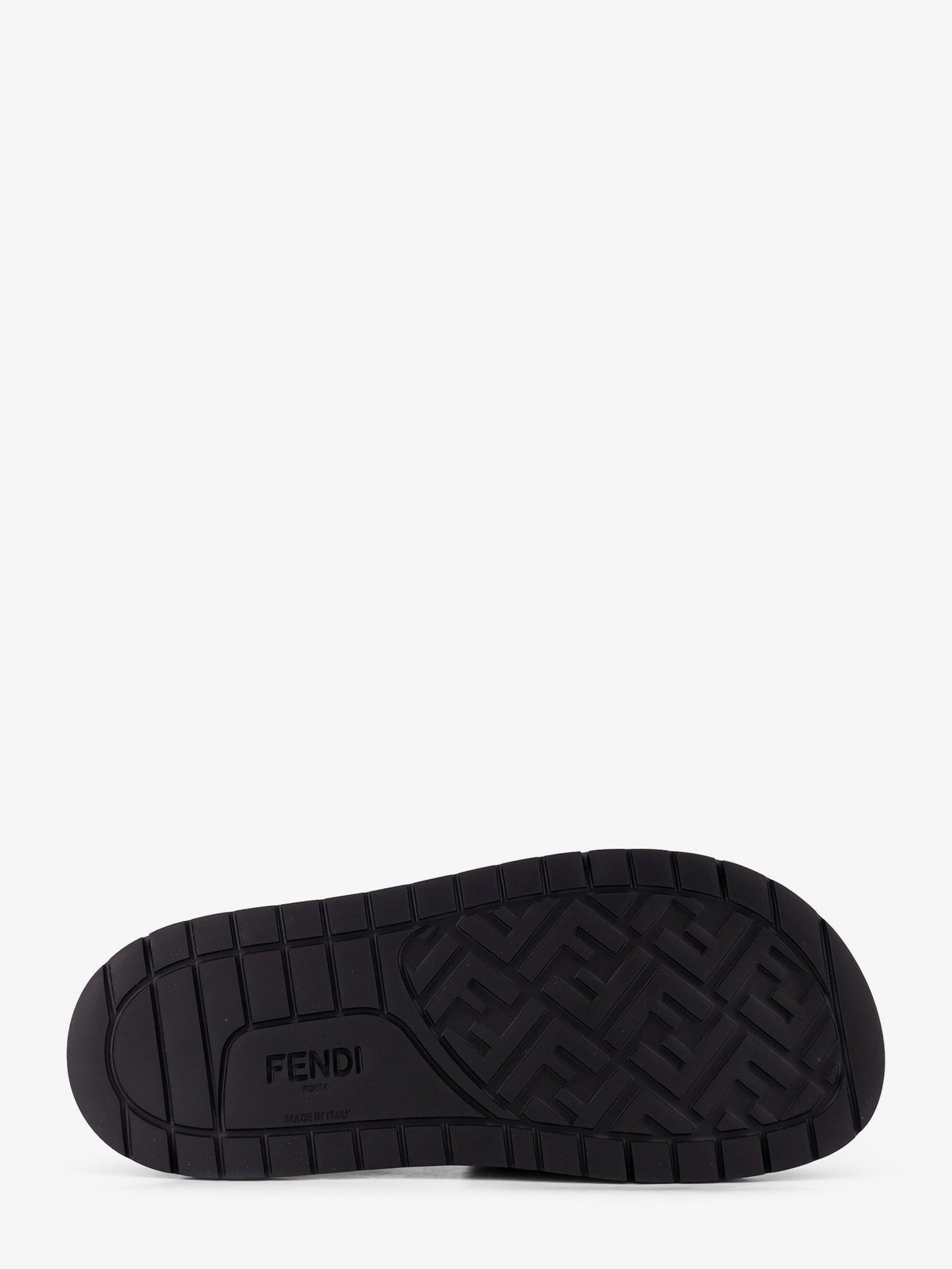 Fendi Men Low Leather Sandals With Ff Jacquard Insert FENDI