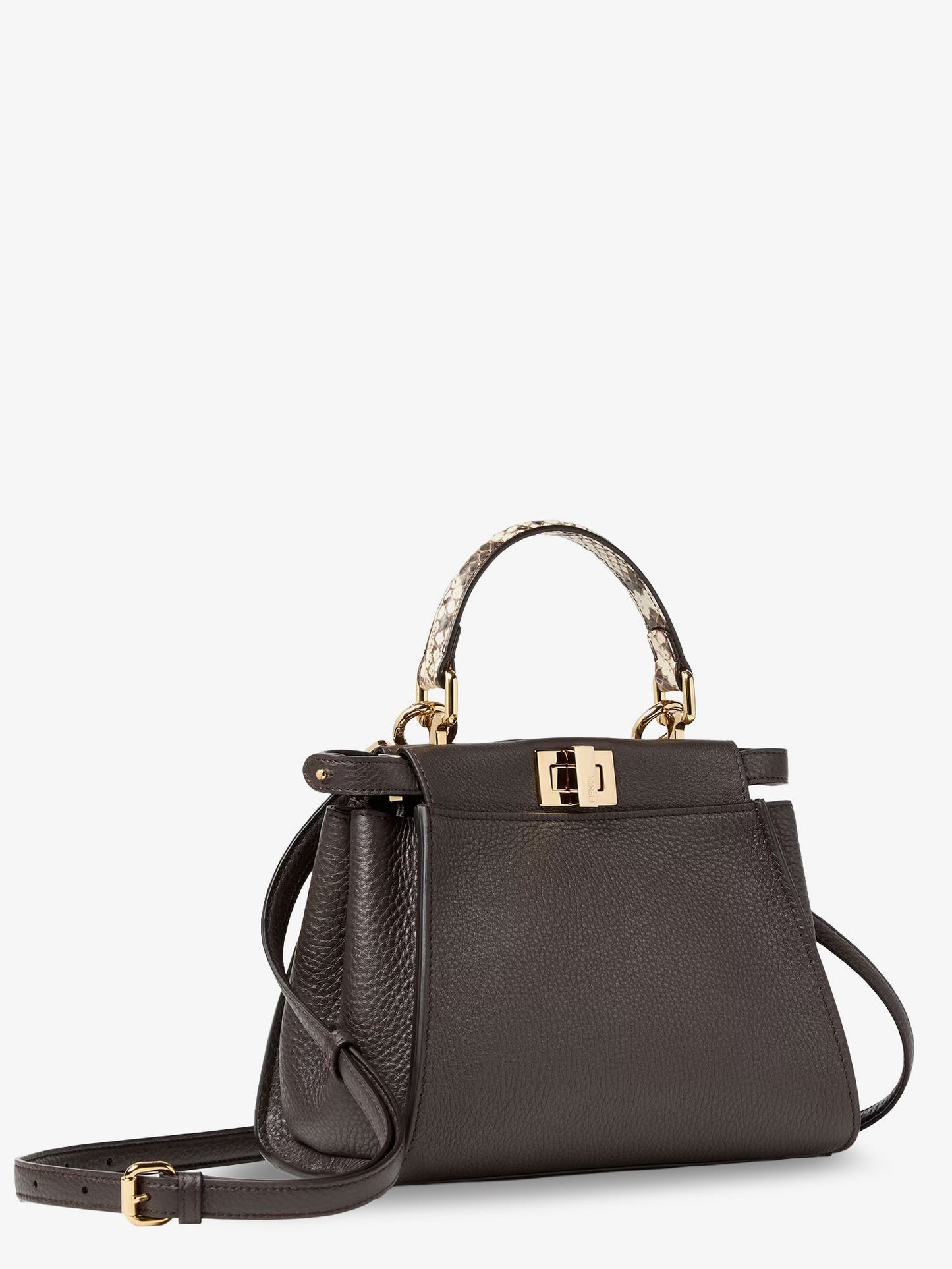 Fendi Women Peekaboo Mini Hammered Leather Handbag FENDI