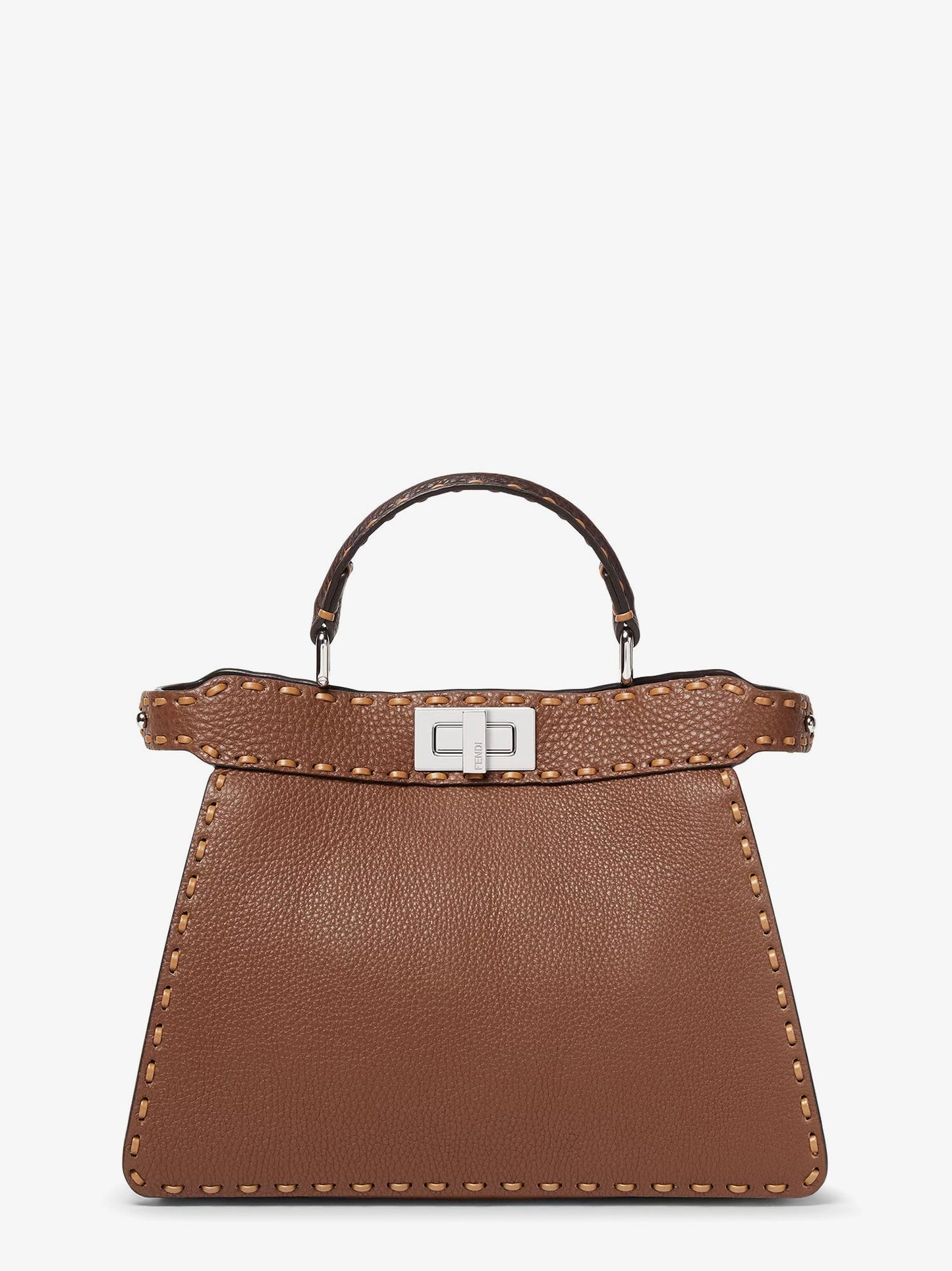 Fendi Women Peekaboo Iseeu Small Leather Shoulder Bag With Selleria Macro Stitching FENDI