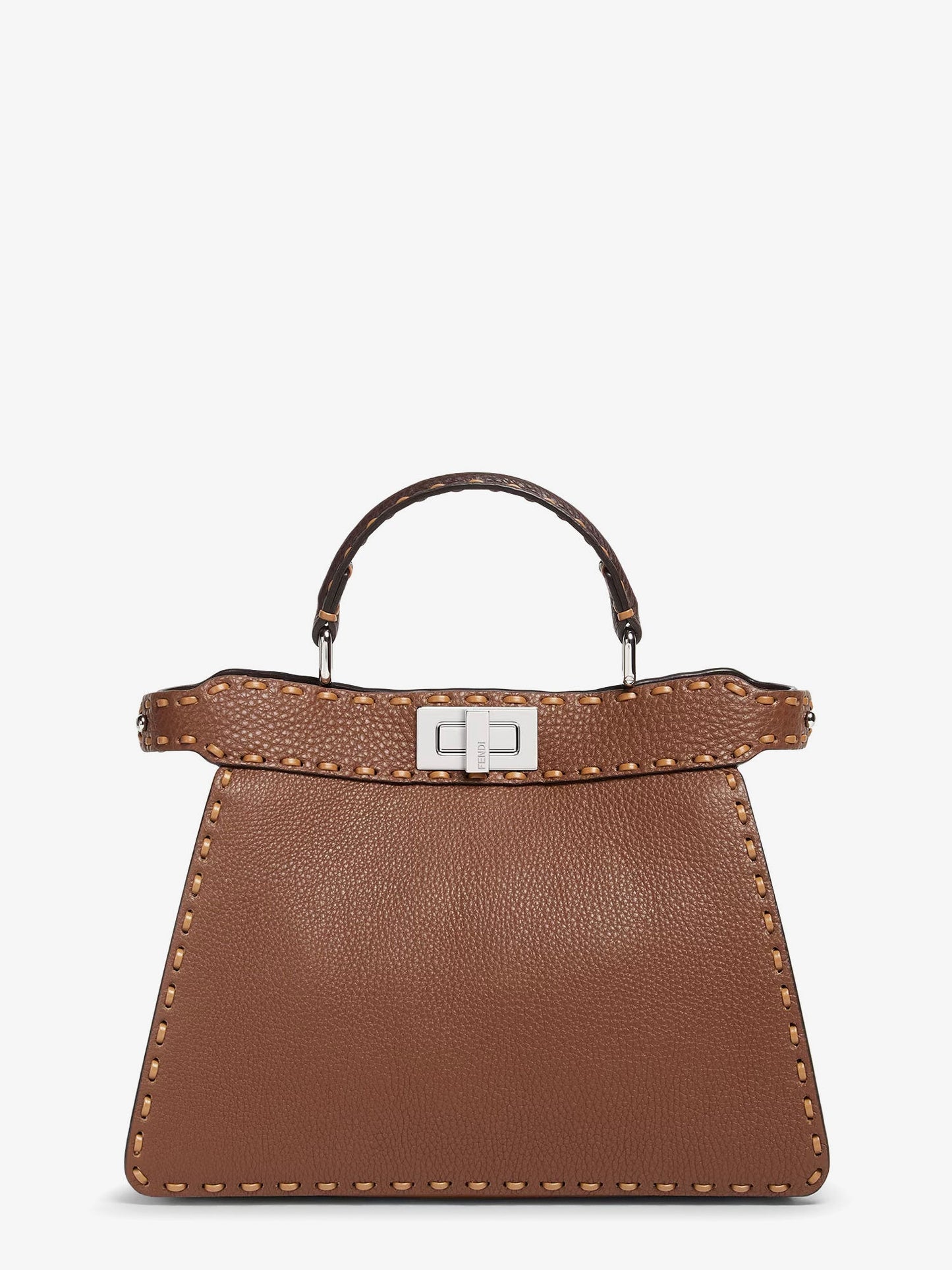 Fendi Women Peekaboo Iseeu Small Leather Shoulder Bag With Selleria Macro Stitching FENDI