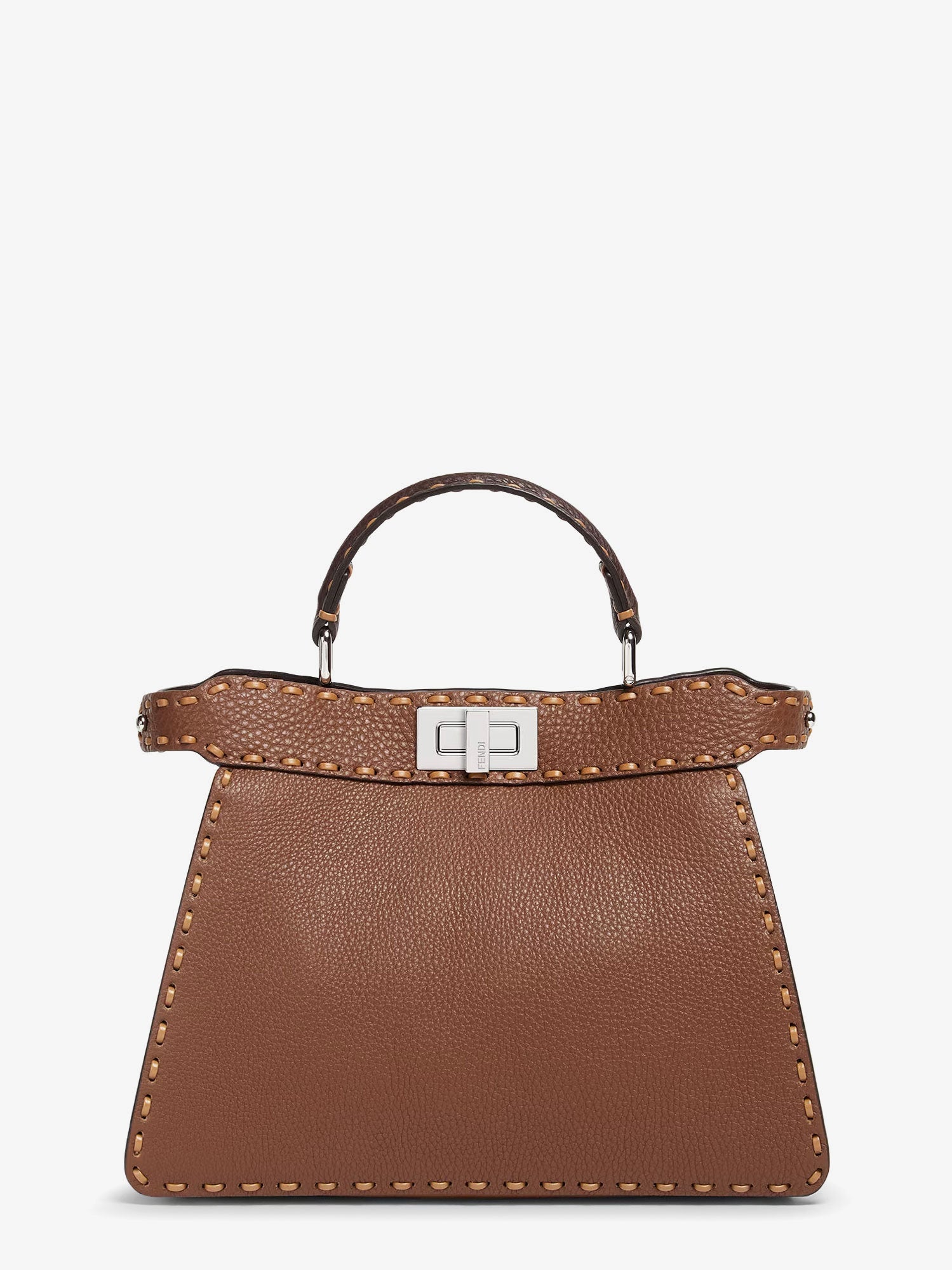 Fendi Women Peekaboo Iseeu Small Leather Shoulder Bag With Selleria Macro Stitching FENDI