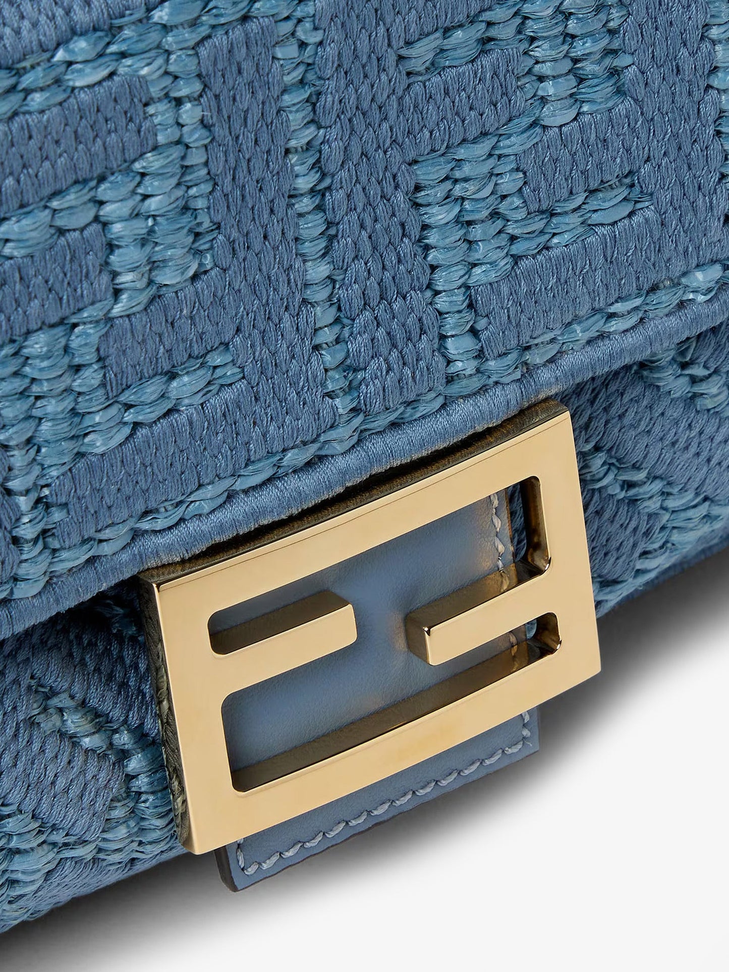 Fendi Women Baguetteâ® Handbag In Raffia With All-Over Ff Embroidery FENDI