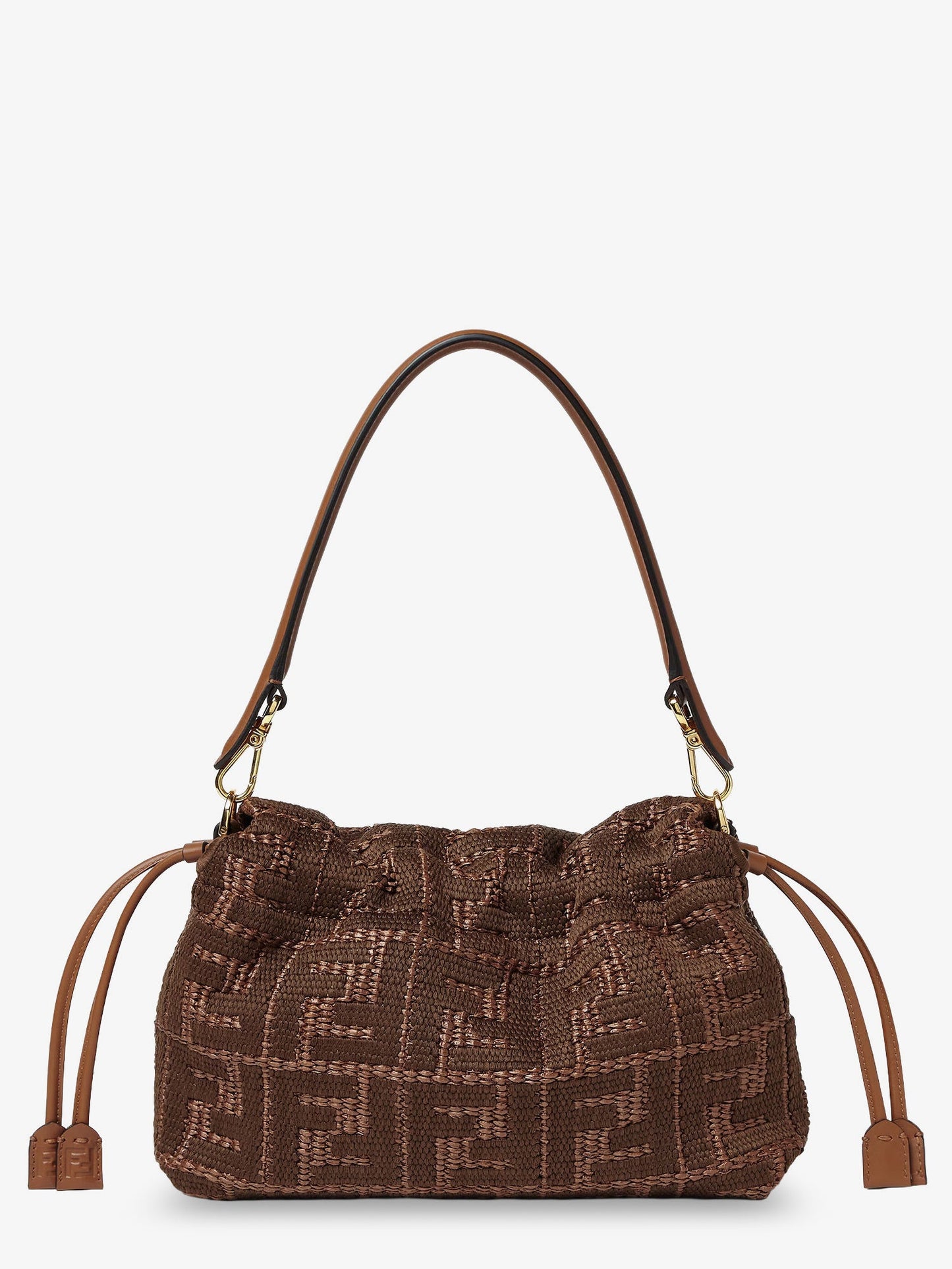 Fendi Women Mamma Baguette Medium Raffia Handbag With Ff Embroidery FENDI