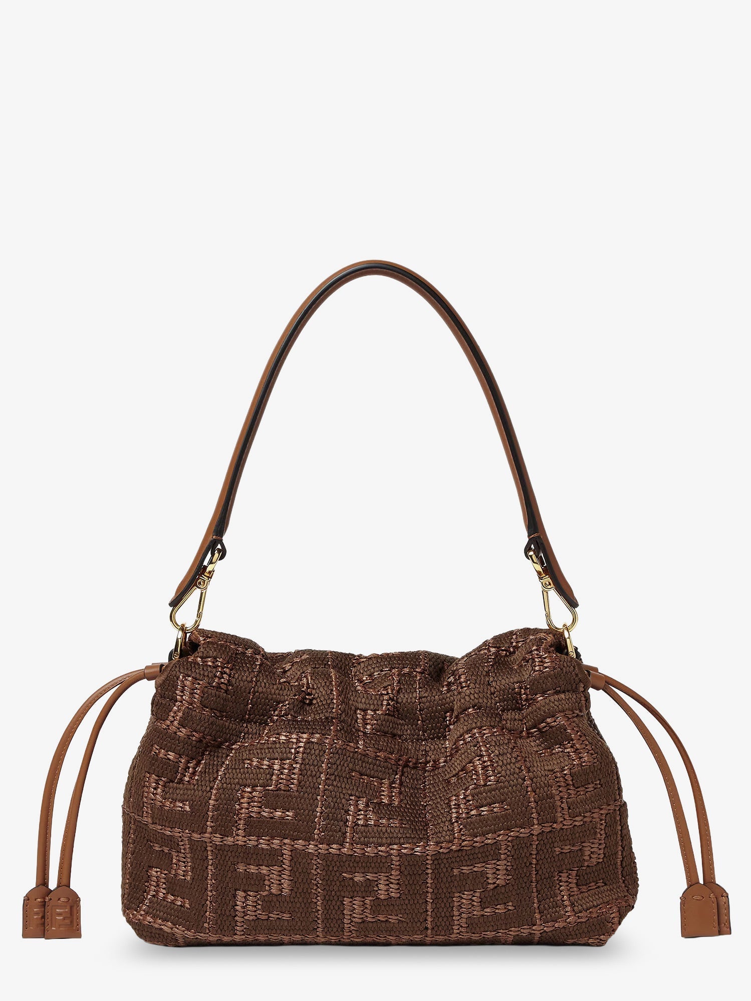 Fendi Women Mamma Baguette Medium Raffia Handbag With Ff Embroidery FENDI