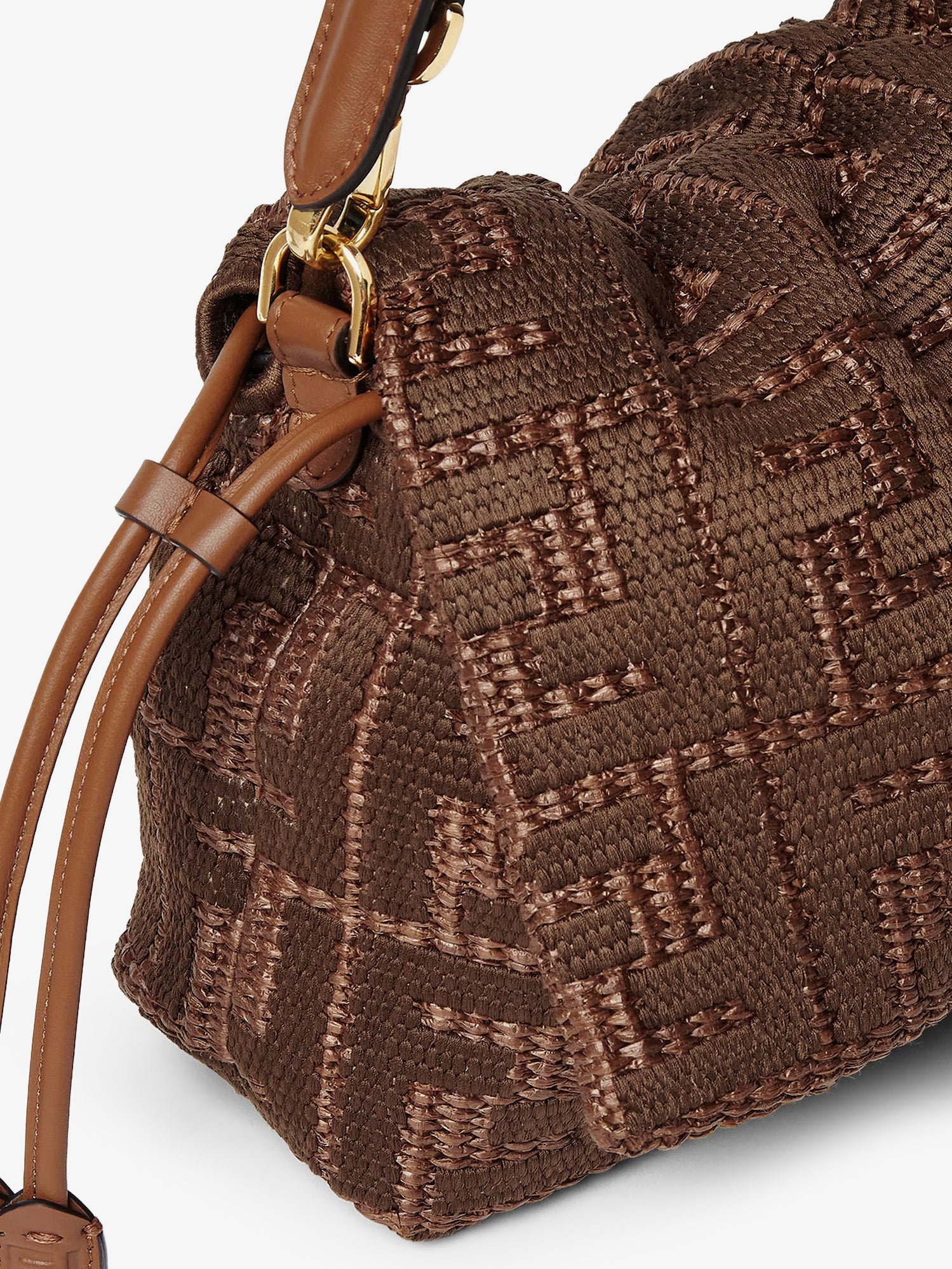 Fendi Women Mamma Baguette Medium Raffia Handbag With Ff Embroidery FENDI