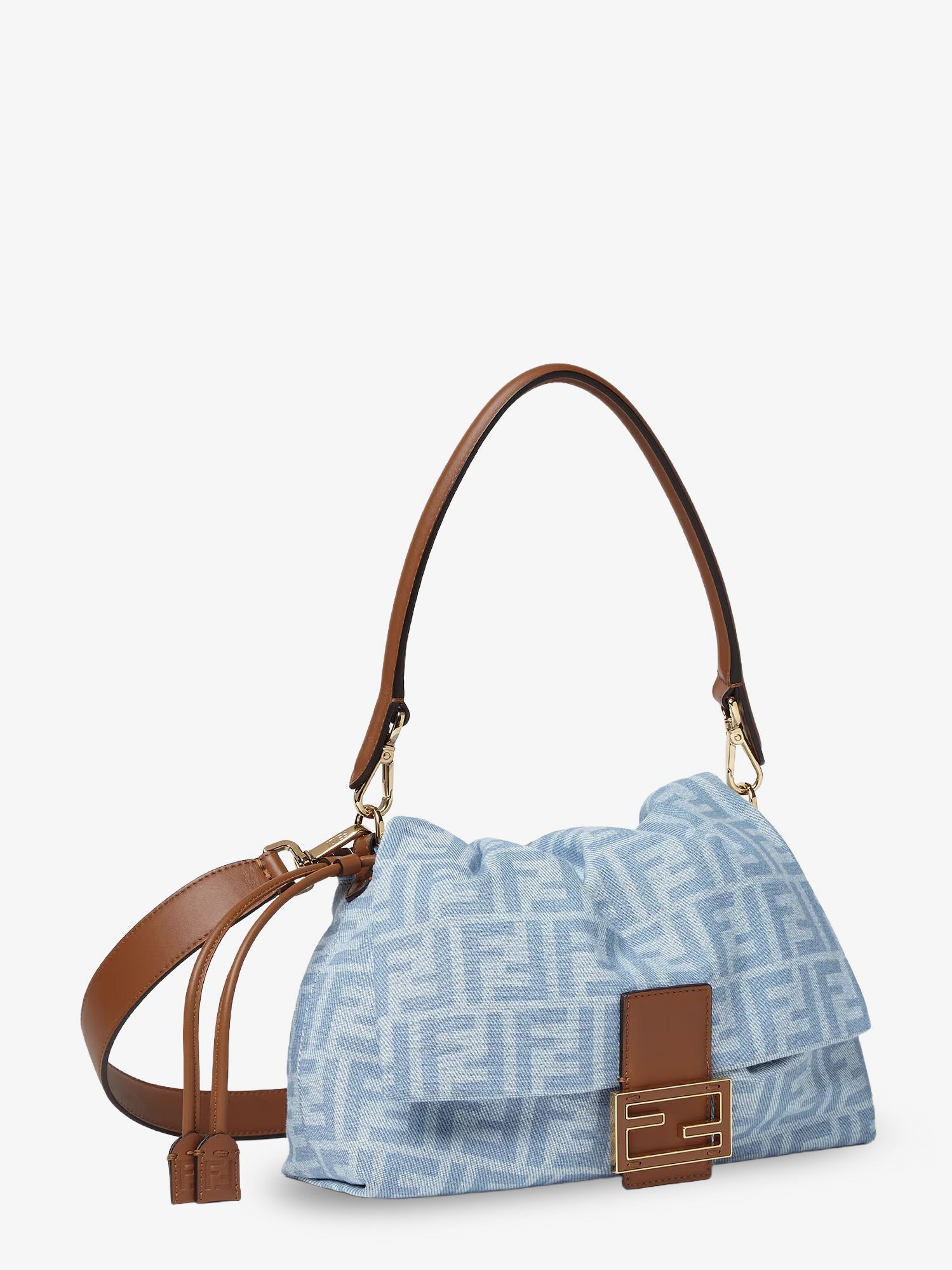 Fendi Women Mamma Baguette Light Denim Crossbody Bag FENDI