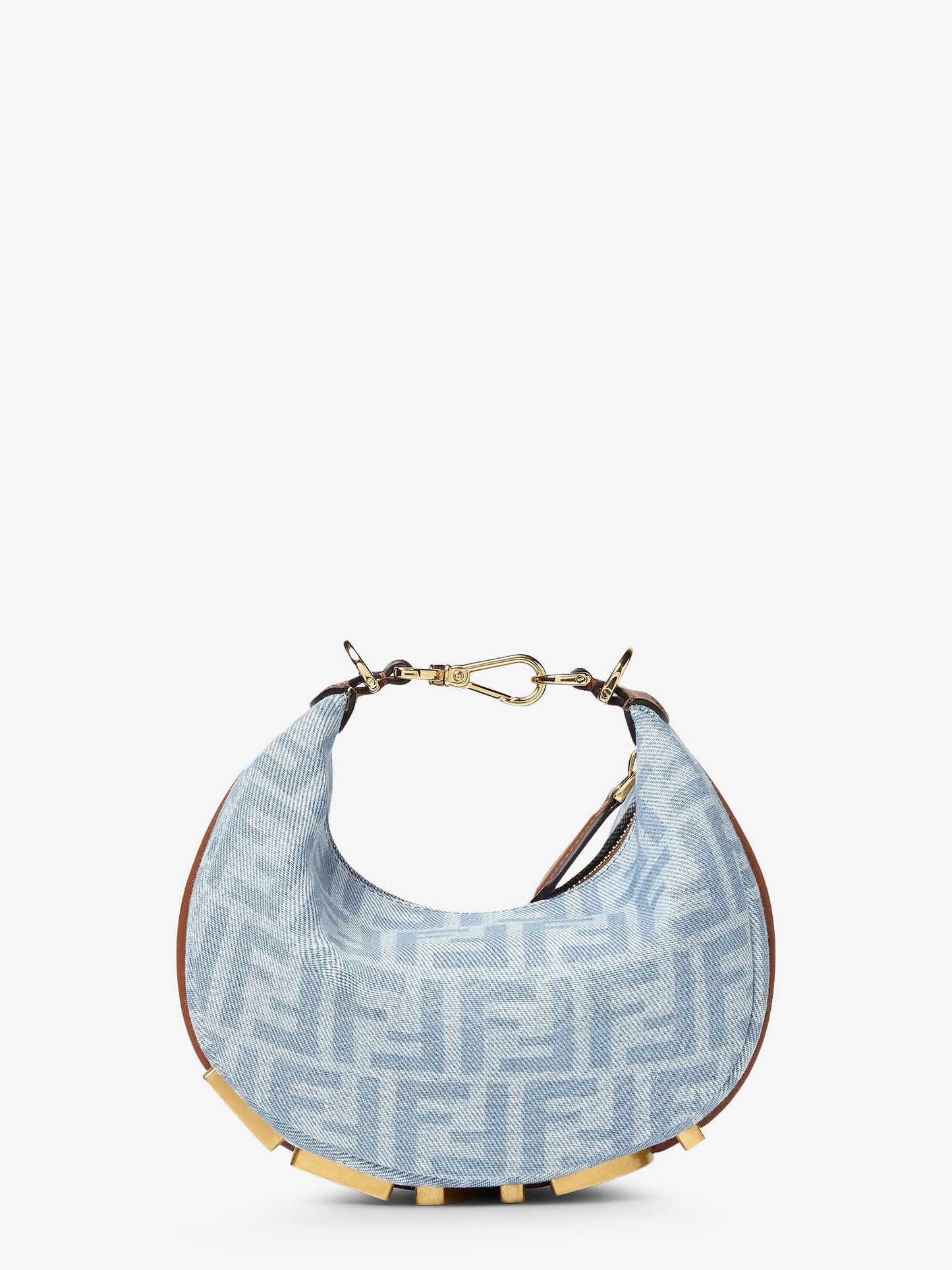 Fendi Women Fendigraphy Mini Denim Handbag With All-Over Ff Logo FENDI