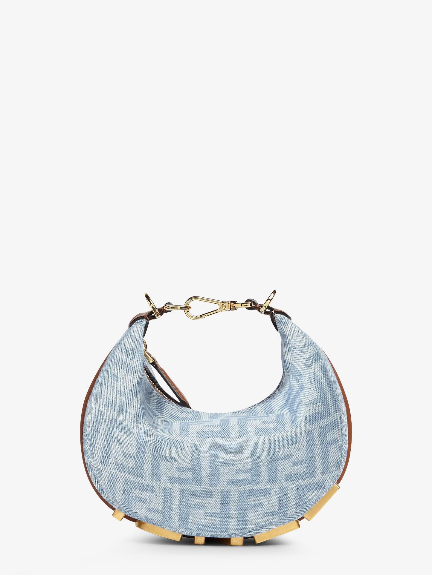Fendi Women Fendigraphy Mini Denim Handbag With All-Over Ff Logo FENDI