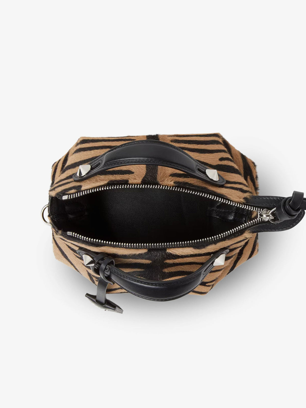 Fendi Women Boston Handbag With Tiger Print In Pony Skin FENDI