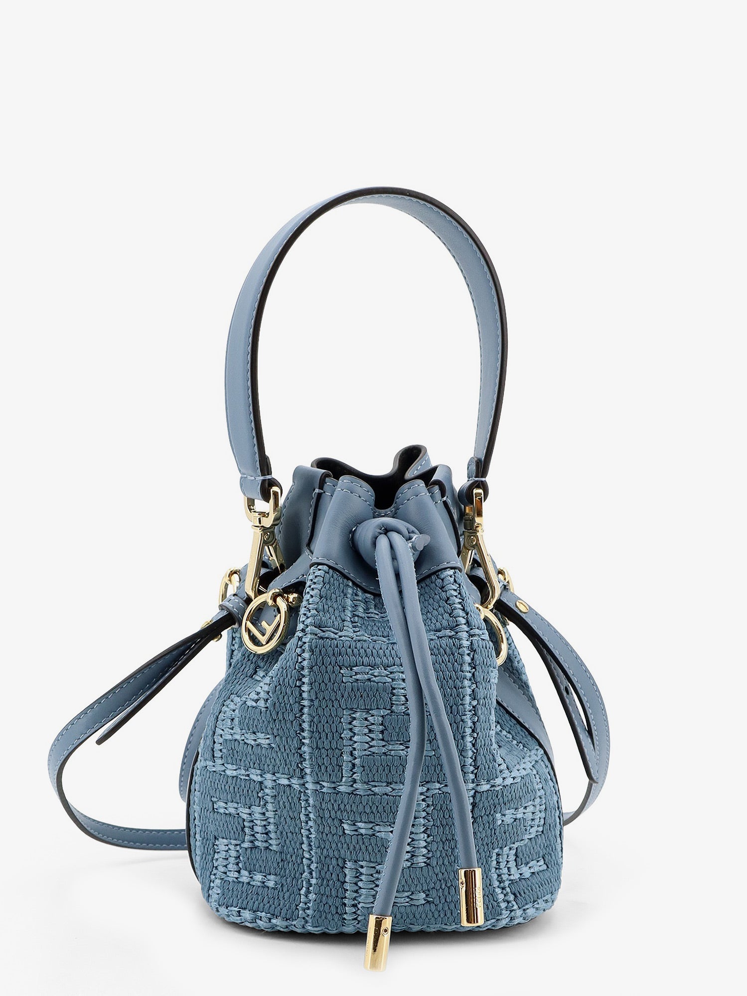 Fendi Women Mon Tresor Raffia Shoulder Bag With Ff Embroidery FENDI