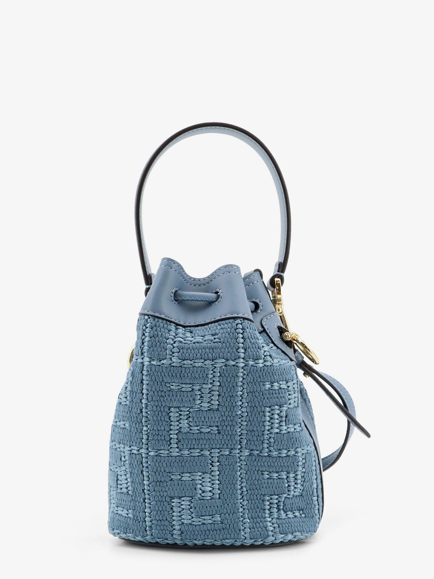 Fendi Women Mon Tresor Raffia Shoulder Bag With Ff Embroidery FENDI