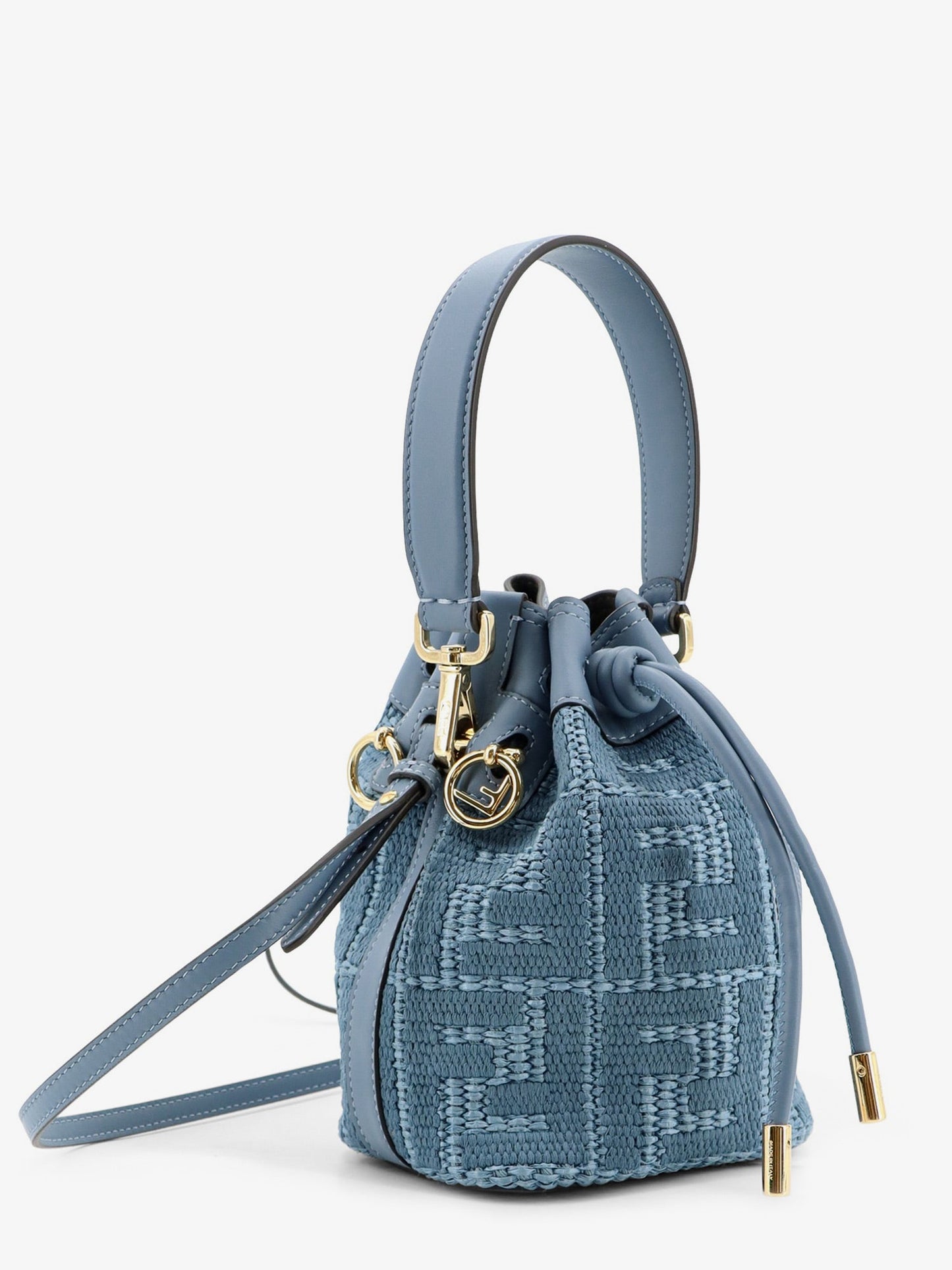 Fendi Women Mon Tresor Raffia Shoulder Bag With Ff Embroidery FENDI