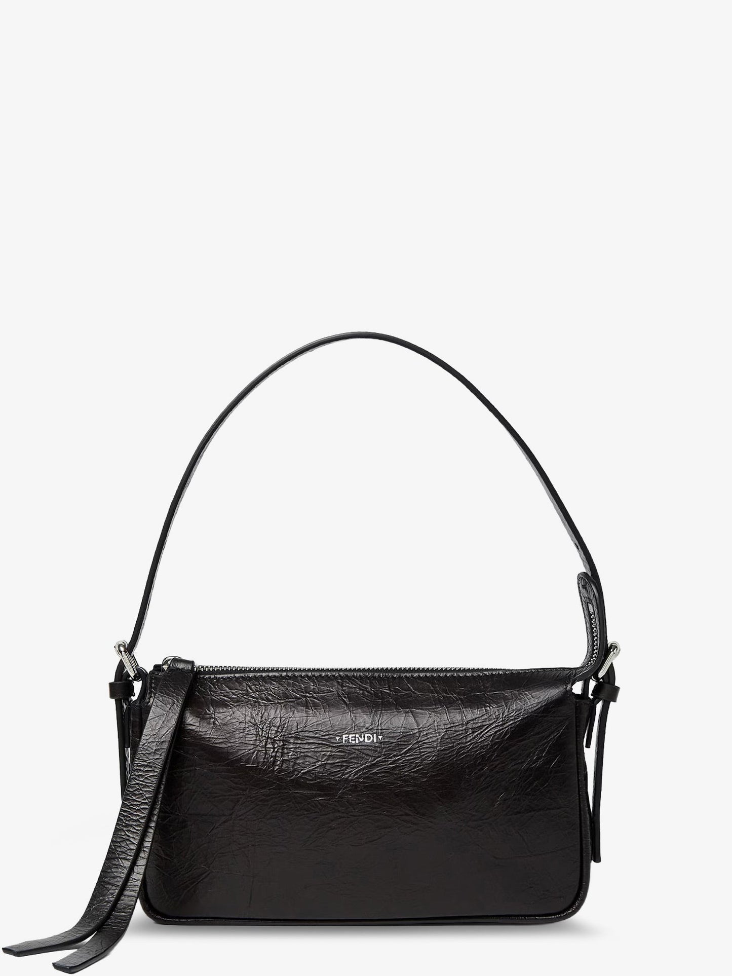 Fendi Women Zip Top Small Vintage-Effect Leather Shoulder Bag FENDI