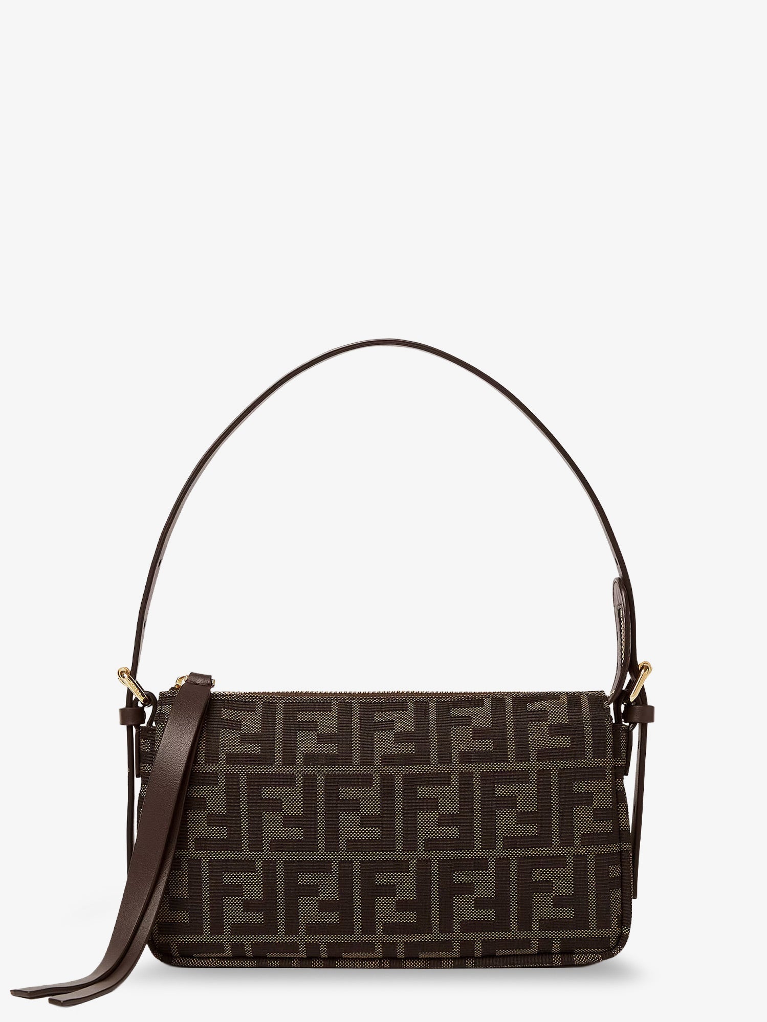 Fendi Women Zip Top Small Ff Zucca Fabric Shoulder Bag FENDI