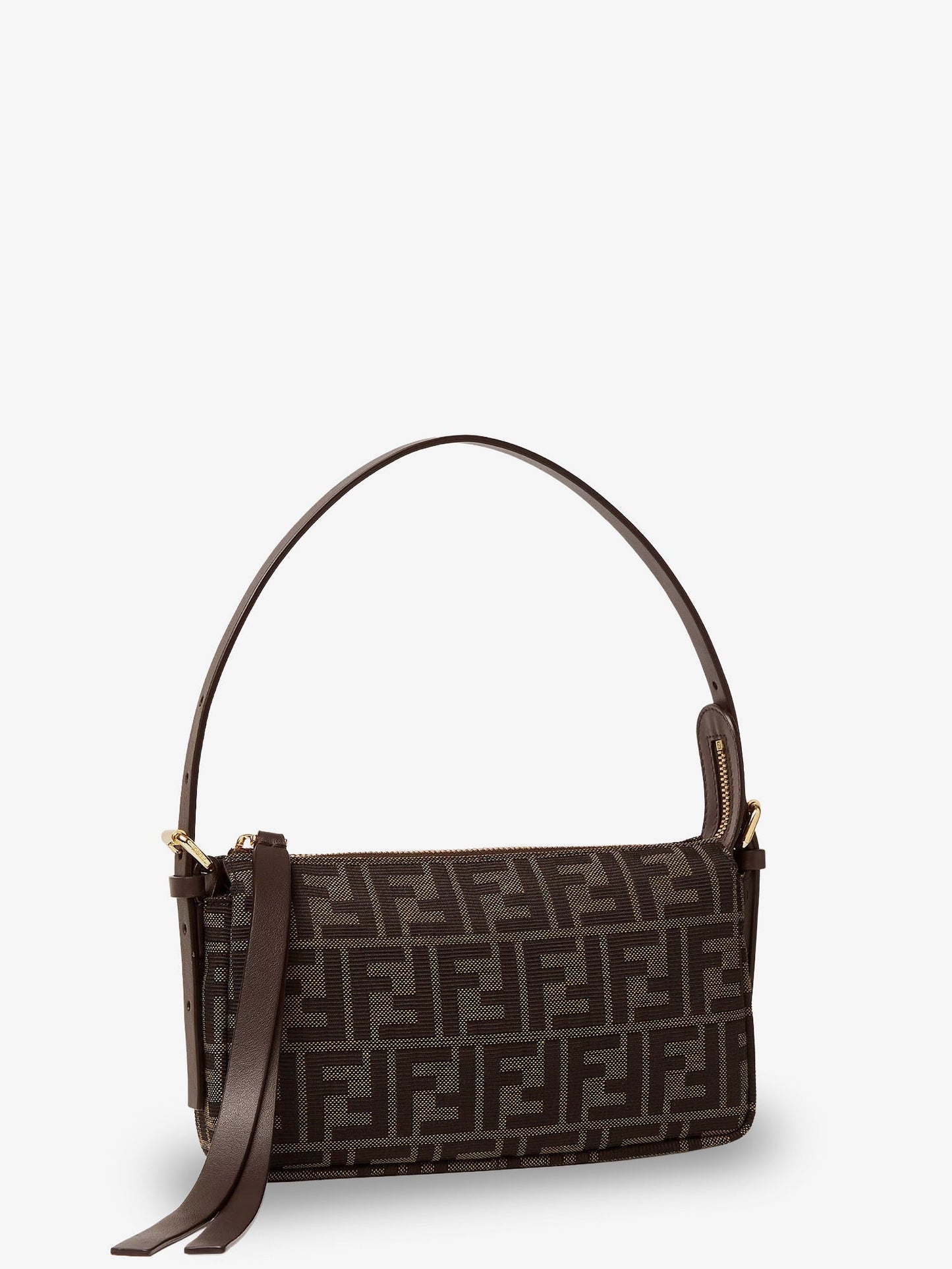 Fendi Women Zip Top Small Ff Zucca Fabric Shoulder Bag FENDI