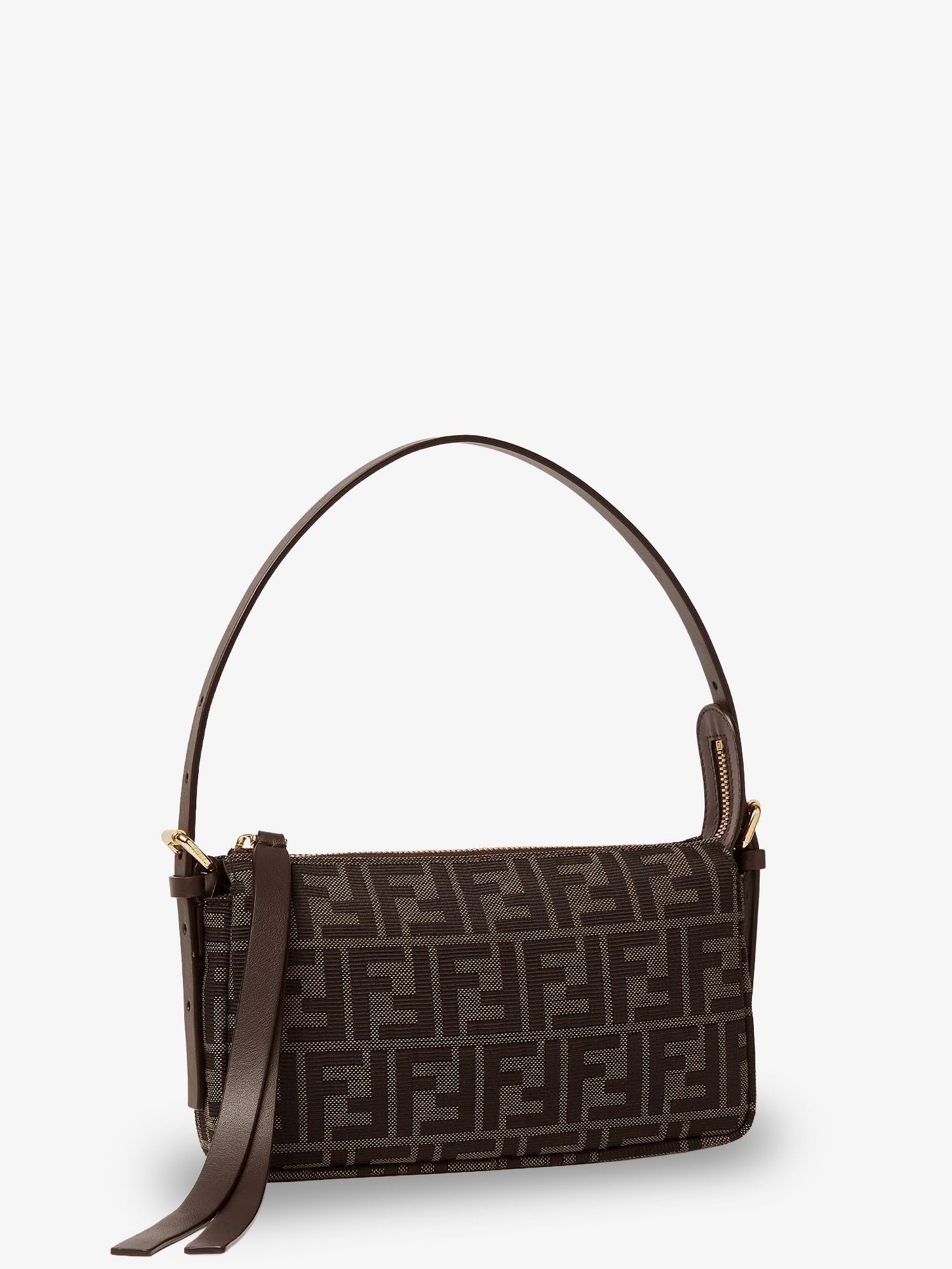 Fendi Women Zip Top Small Ff Zucca Fabric Shoulder Bag FENDI