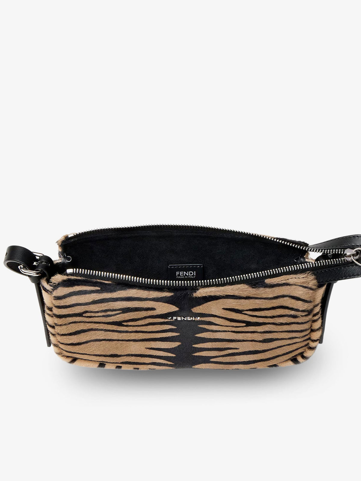 Fendi Women Zip Top Small Shoulder Bag In Tiger-Print Pony Skin FENDI