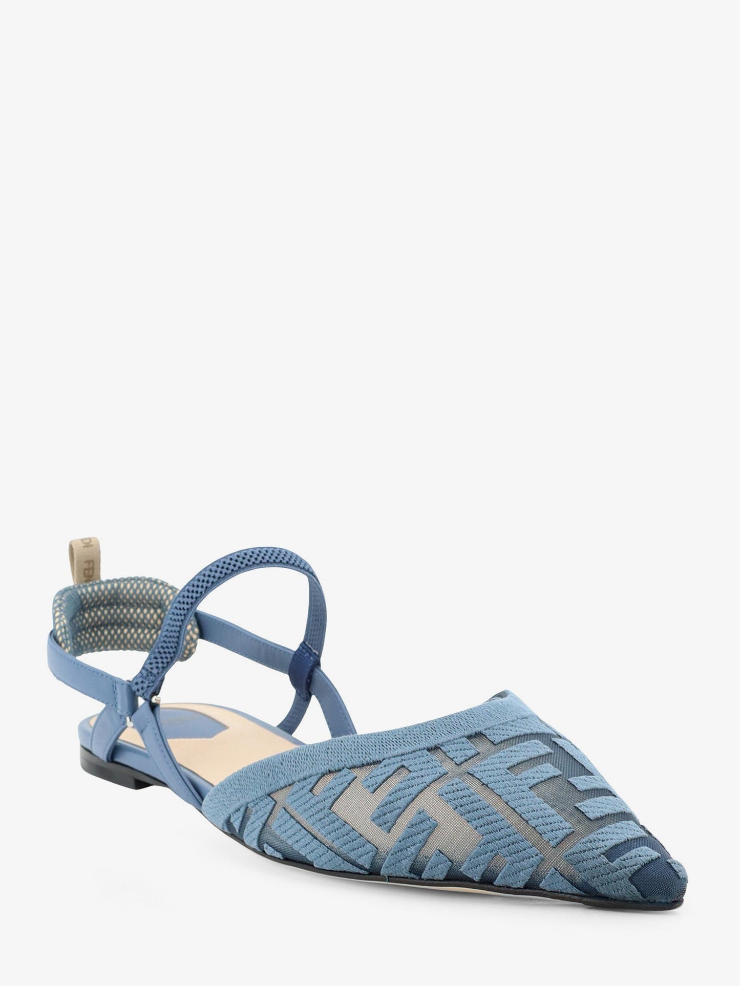 Fendi Women Colibrã¬ Lite Flat Mesh Slingback With Ff Embroidery FENDI