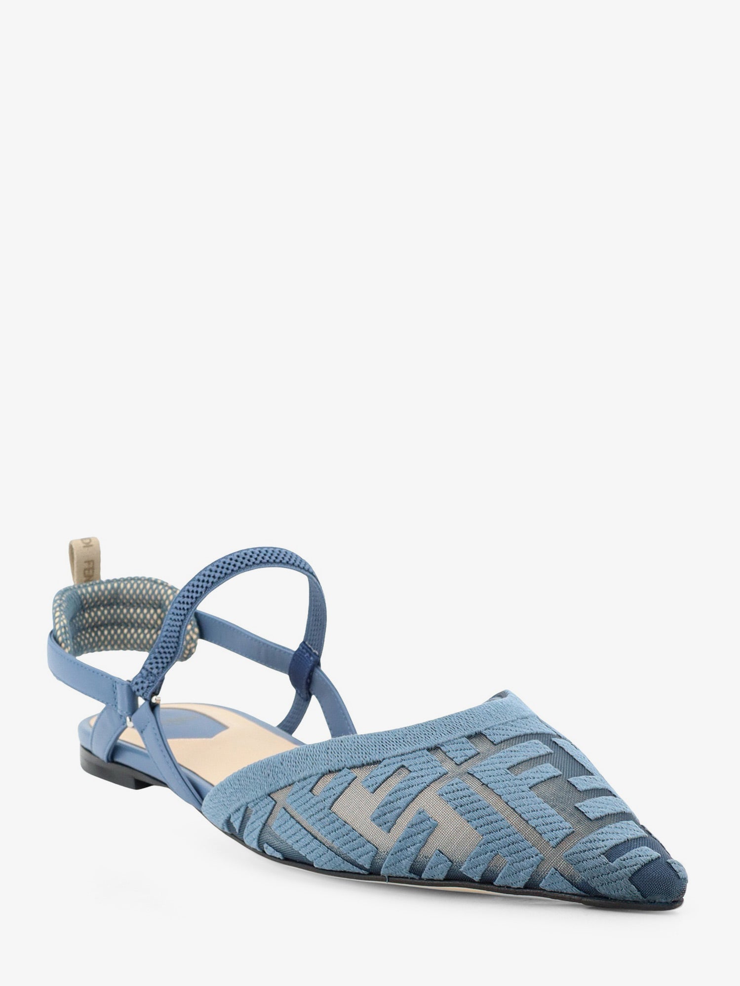 Fendi Women Colibrã¬ Lite Flat Mesh Slingback With Ff Embroidery FENDI