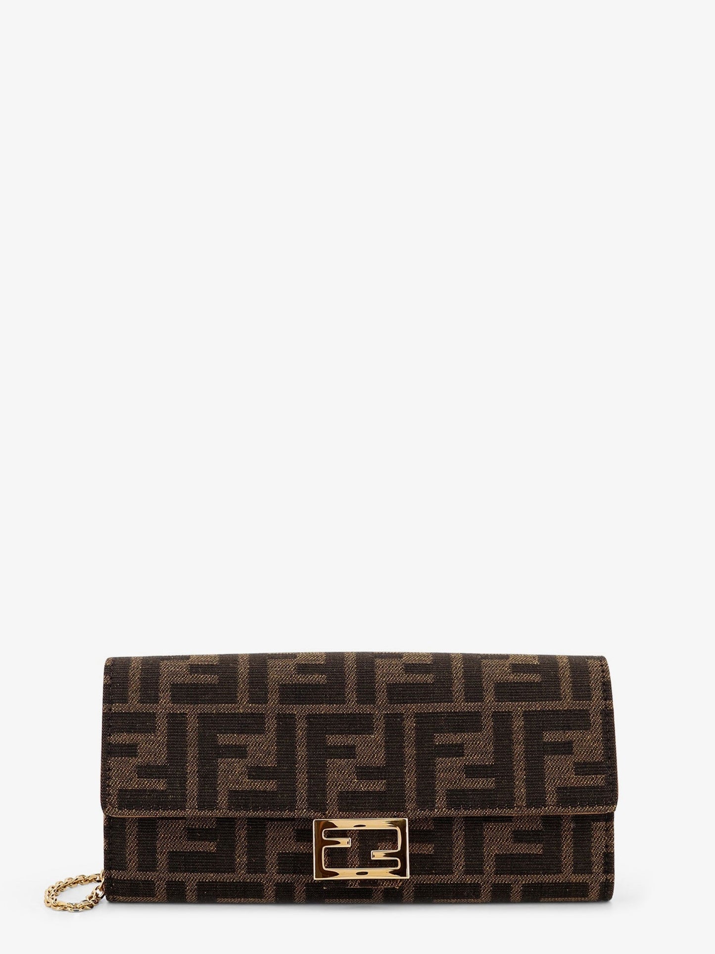 Fendi Women Continental With Chain Baguette Ff Jacquard Fabric Crossbody Bag FENDI