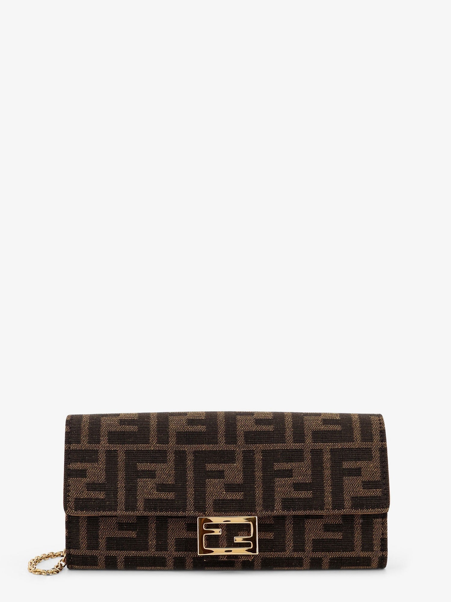 Fendi Women Continental With Chain Baguette Ff Jacquard Fabric Crossbody Bag FENDI