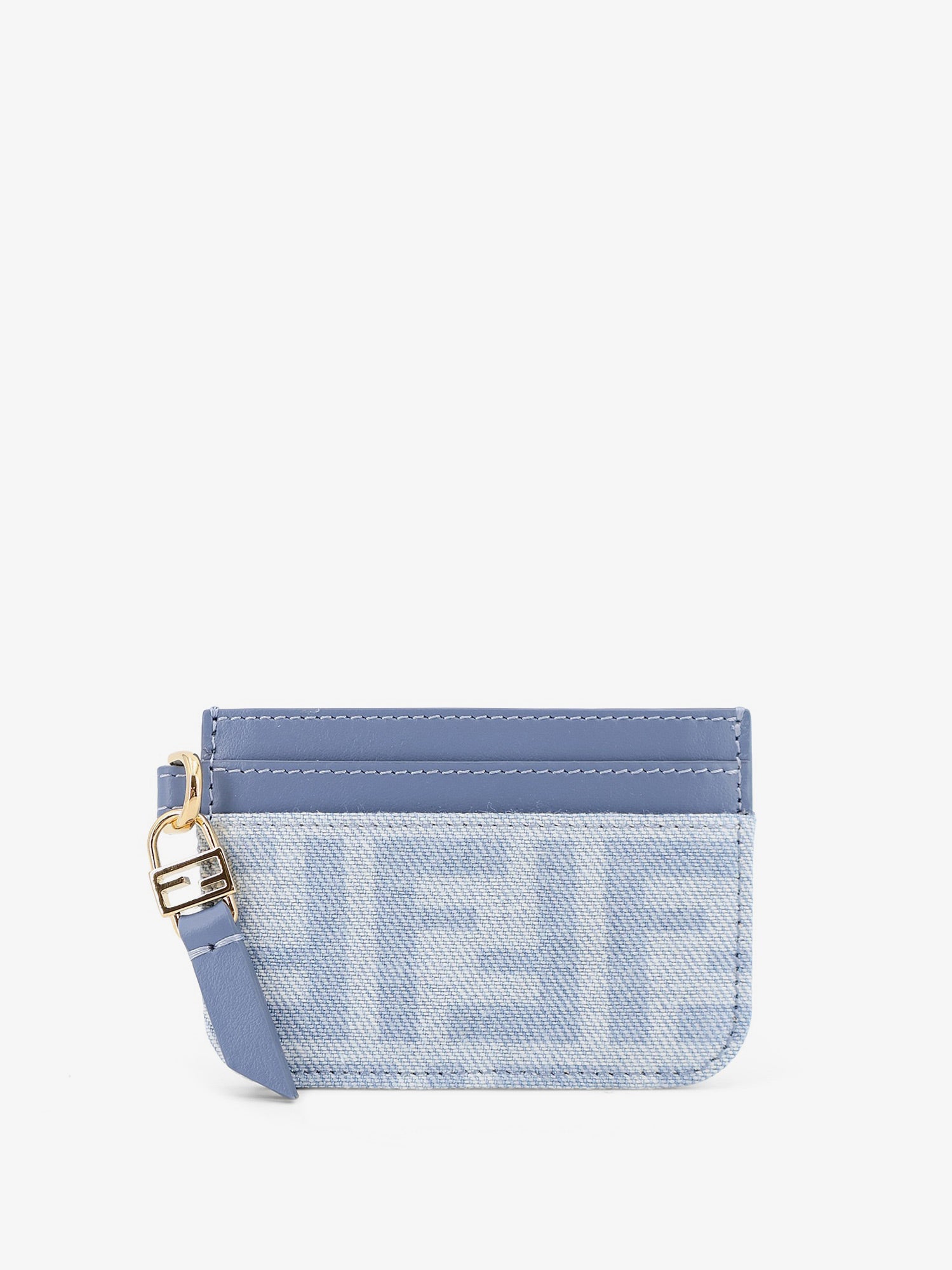 Fendi Women Denim Baguette Card Holder With Ff Motif FENDI