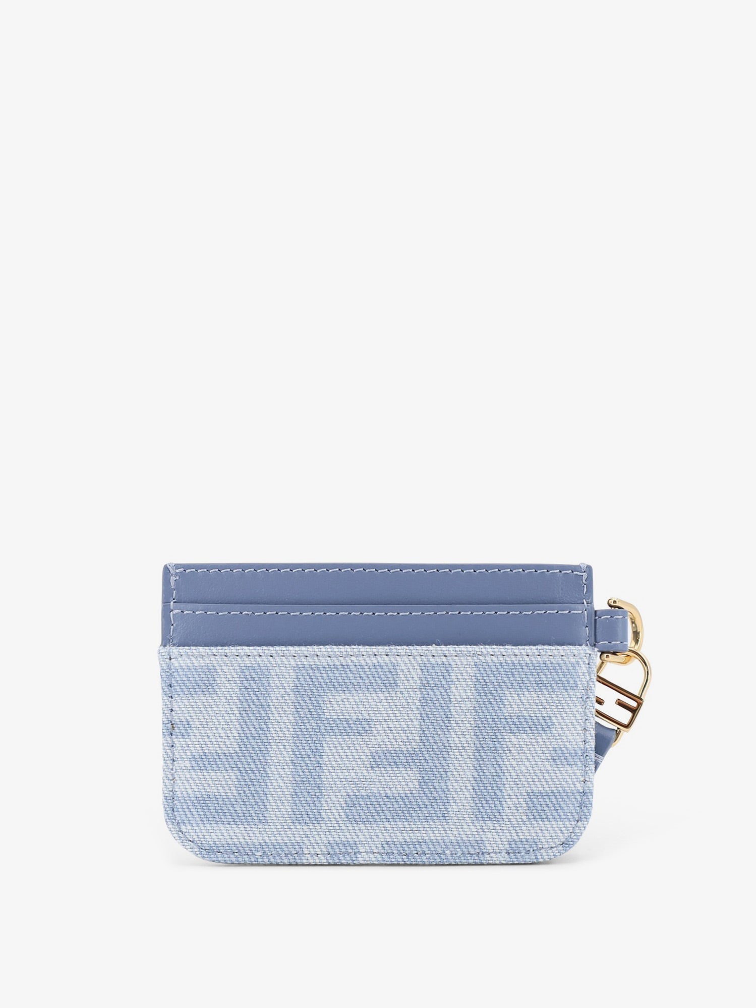 Fendi Women Denim Baguette Card Holder With Ff Motif FENDI