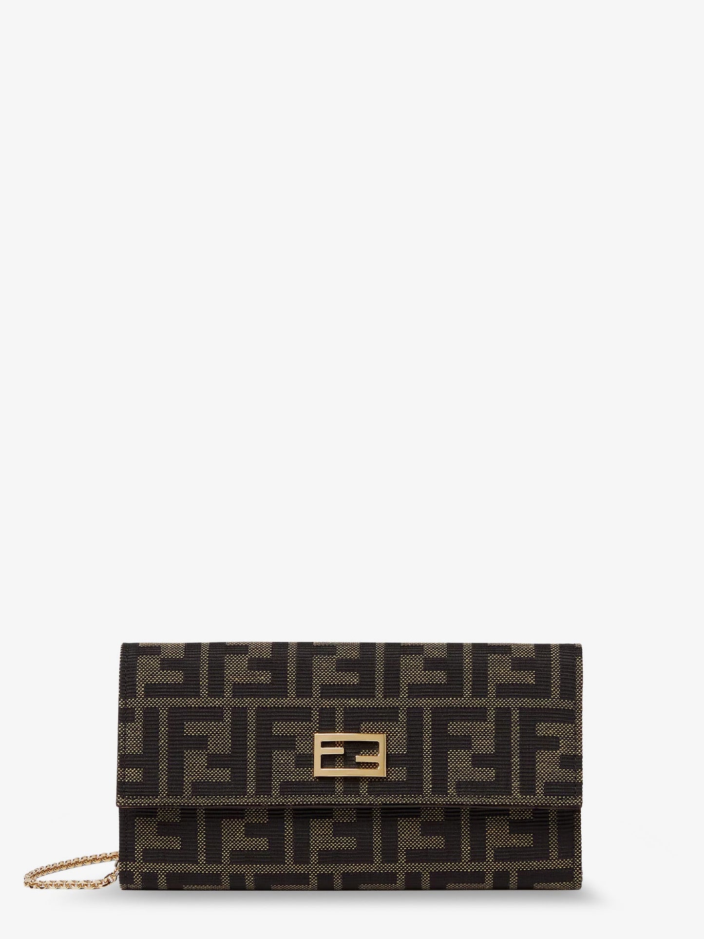 Fendi Women Ff Zucca Fabric Continental Wallet With Chain Tube FENDI