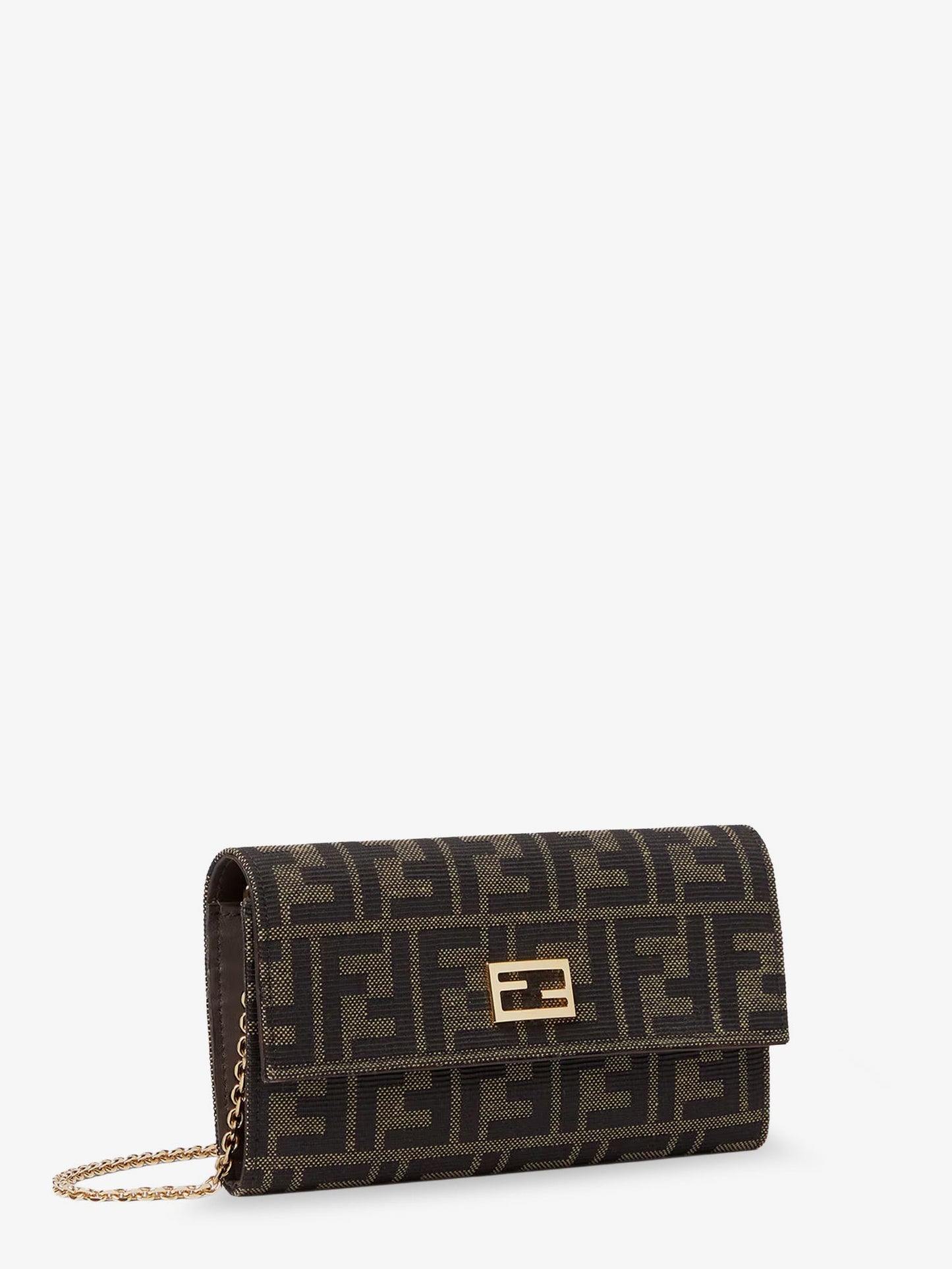 Fendi Women Ff Zucca Fabric Continental Wallet With Chain Tube FENDI