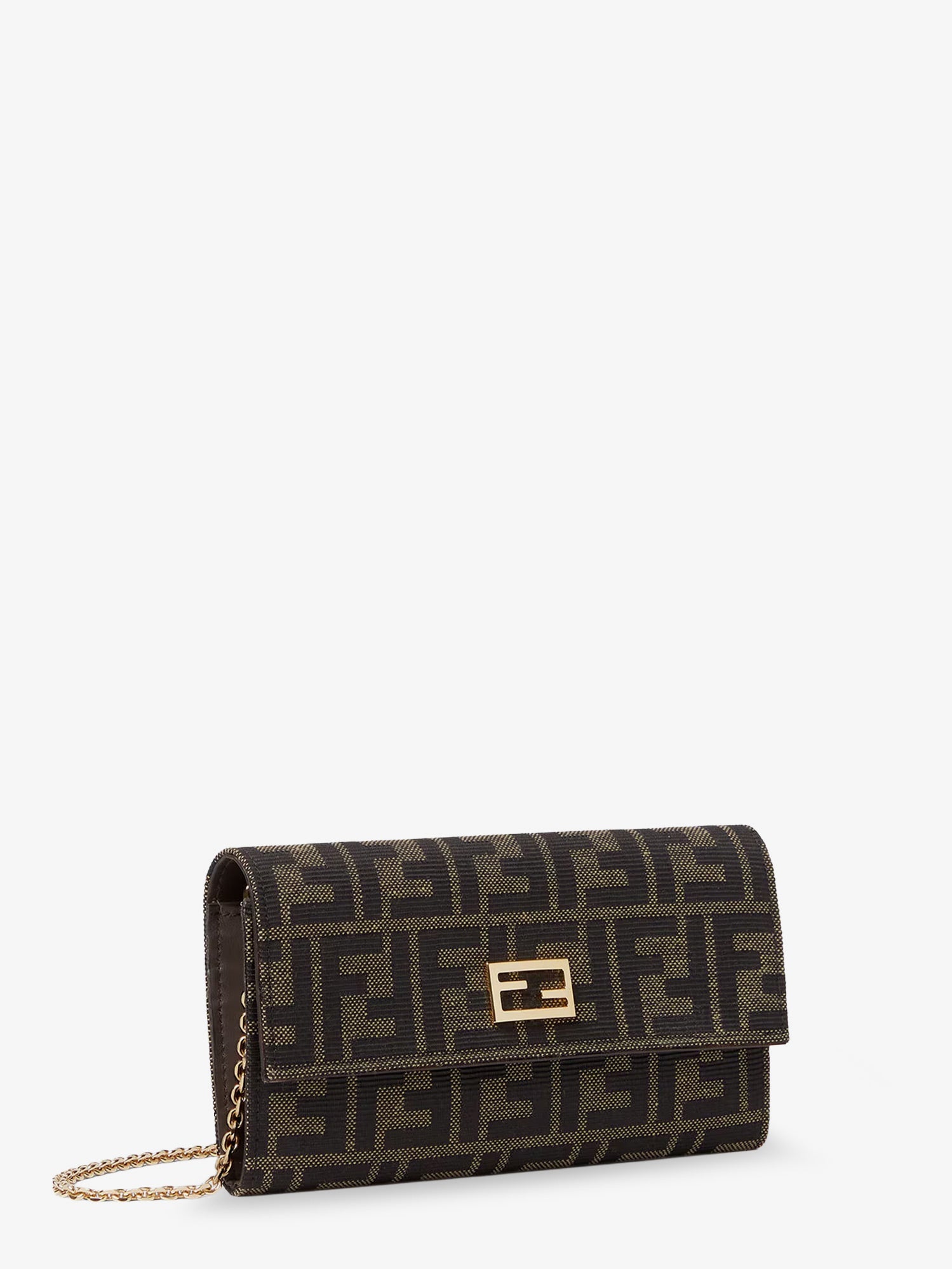 Fendi Women Ff Zucca Fabric Continental Wallet With Chain Tube FENDI
