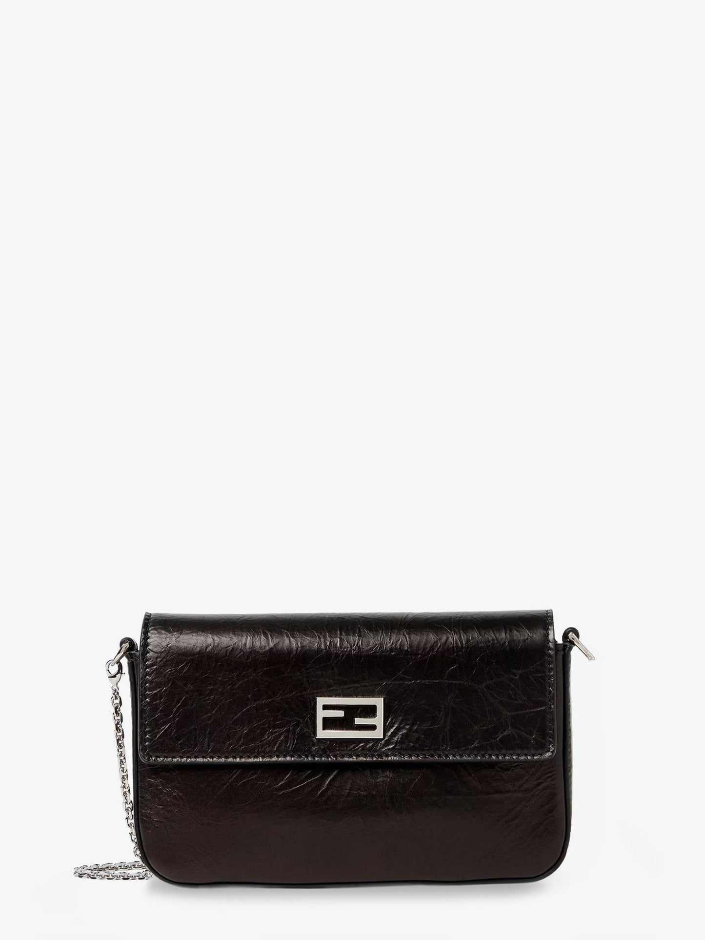 Fendi Women Crackled Leather Wallet On Chain Tube Crossbody Bag FENDI