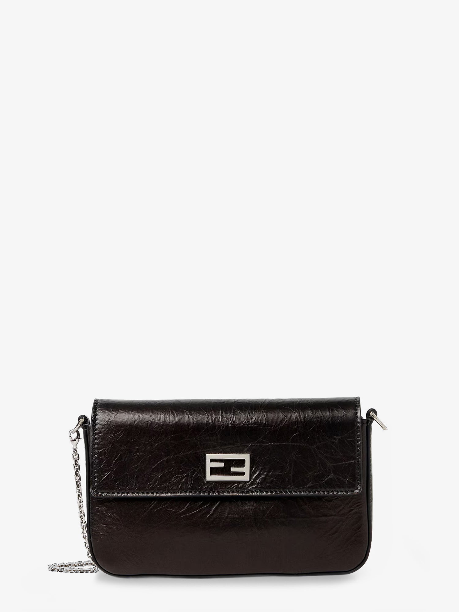 Fendi Women Crackled Leather Wallet On Chain Tube Crossbody Bag FENDI