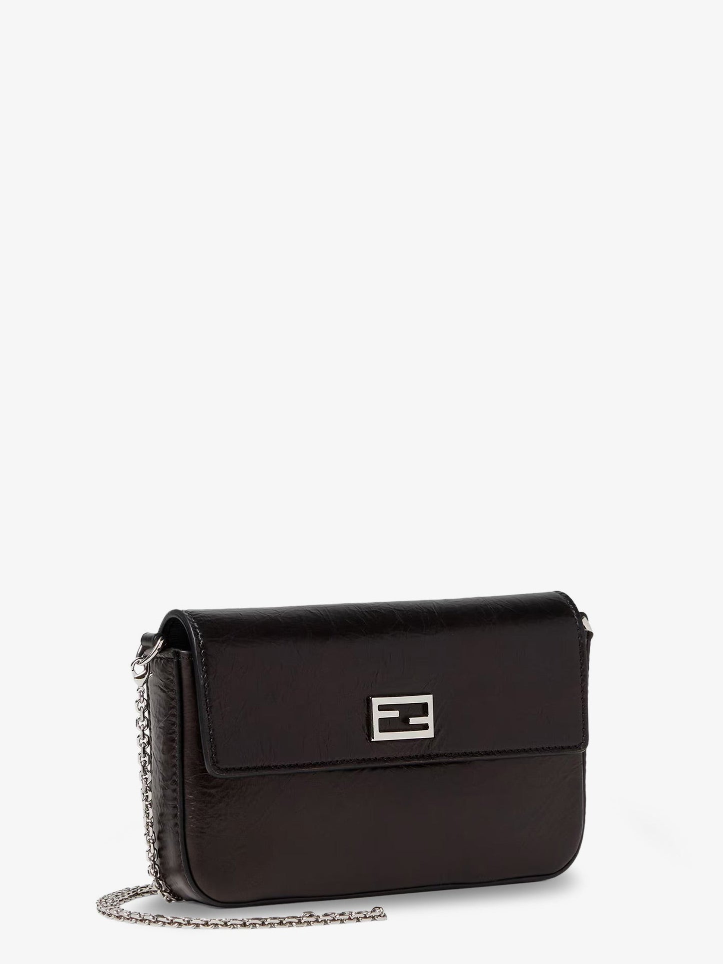 Fendi Women Crackled Leather Wallet On Chain Tube Crossbody Bag FENDI