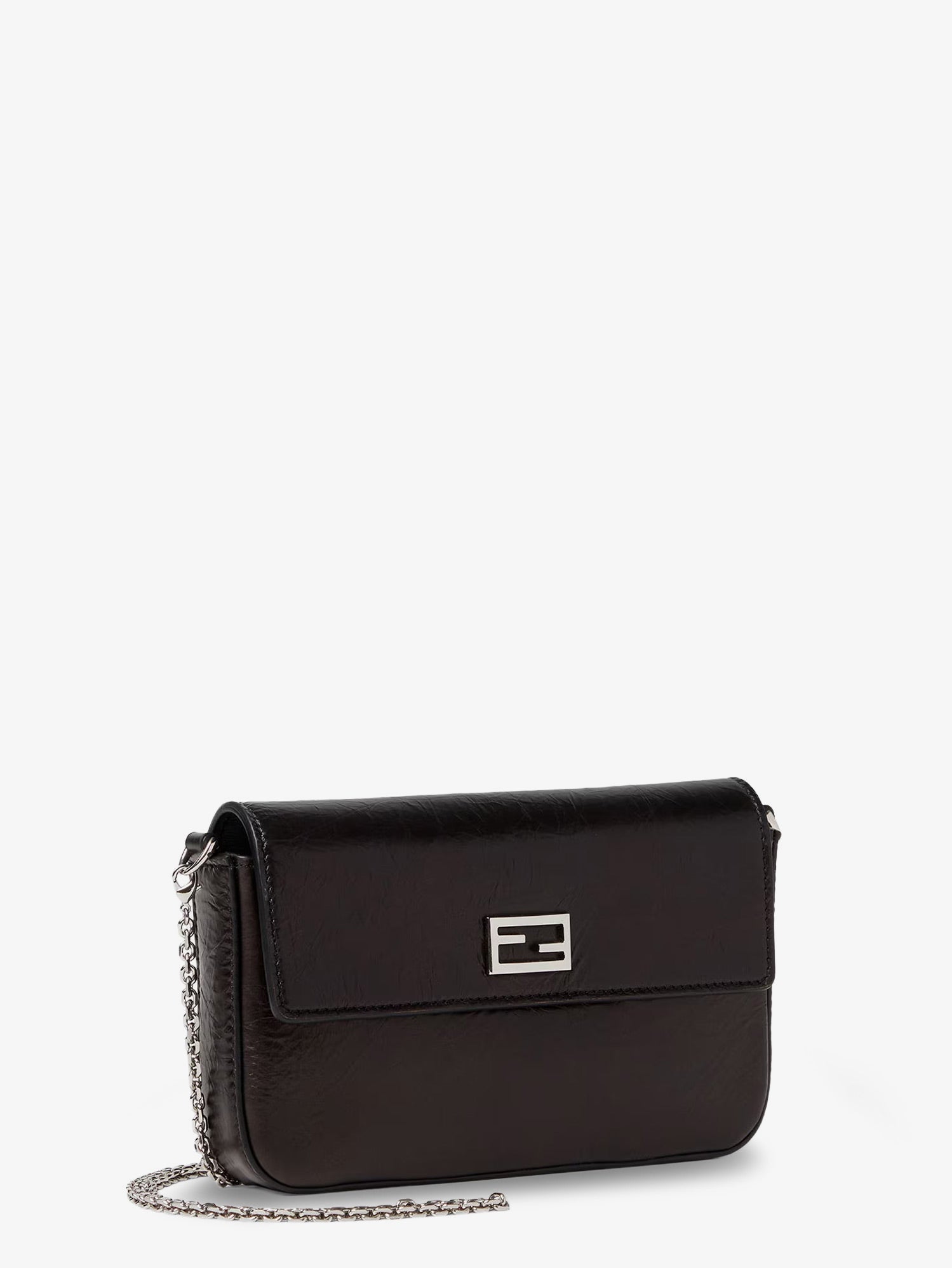 Fendi Women Crackled Leather Wallet On Chain Tube Crossbody Bag FENDI