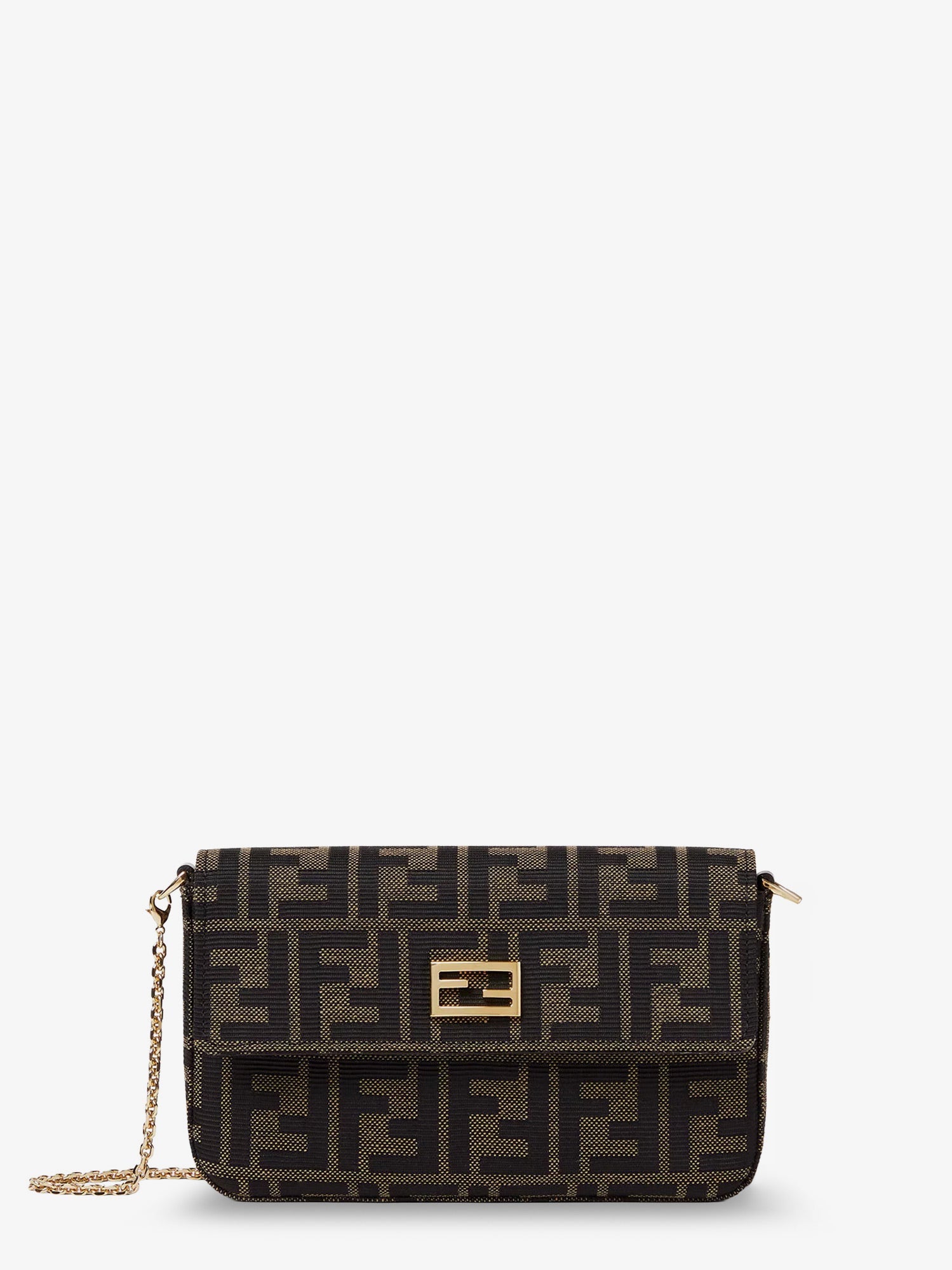 Fendi Women Wallet On Chain Tube Ff Zucca Fabric Crossbody Bag FENDI