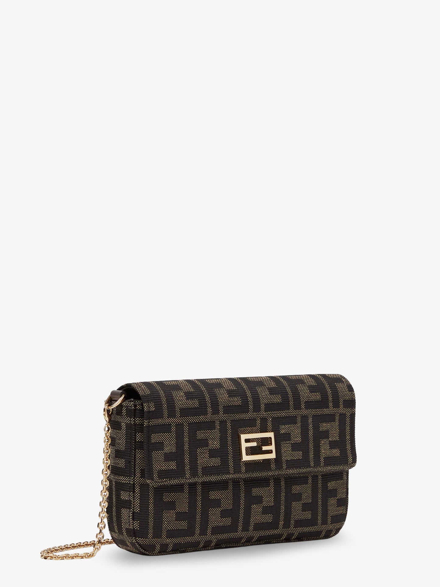 Fendi Women Wallet On Chain Tube Ff Zucca Fabric Crossbody Bag FENDI