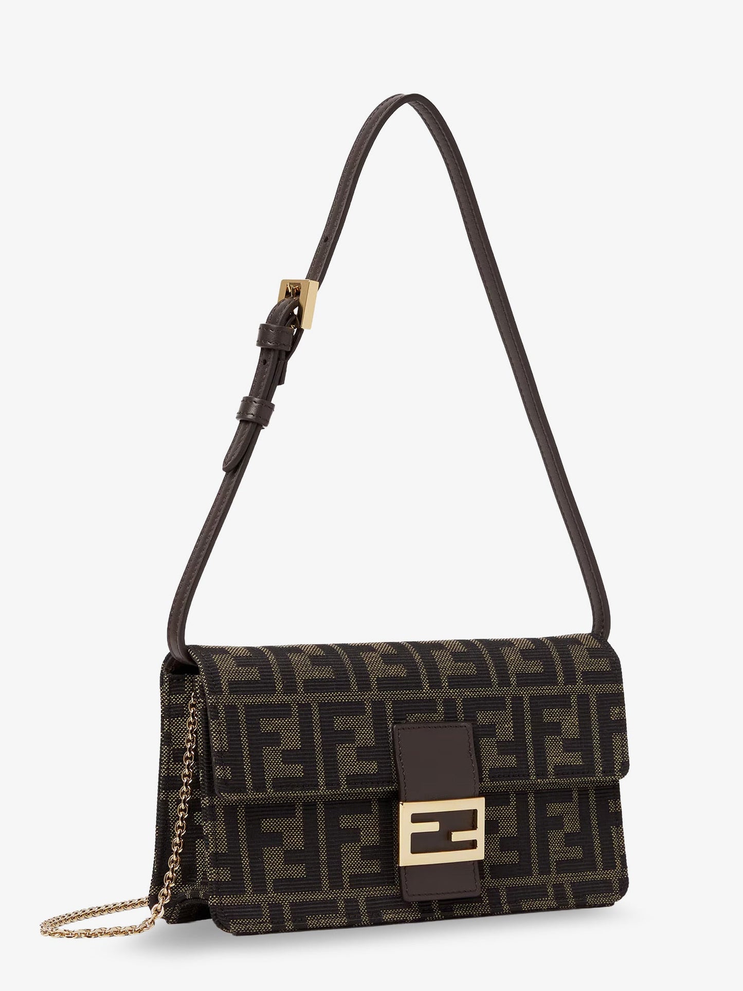 Fendi Women Wallet On Chain Tube Ff Zucca Fabric Crossbody Bag FENDI