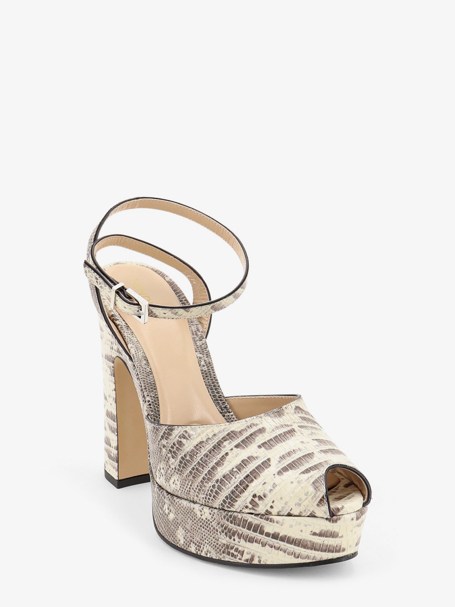Fendi Women Fendi After 9 Leather Sandals With Tejus Print FENDI