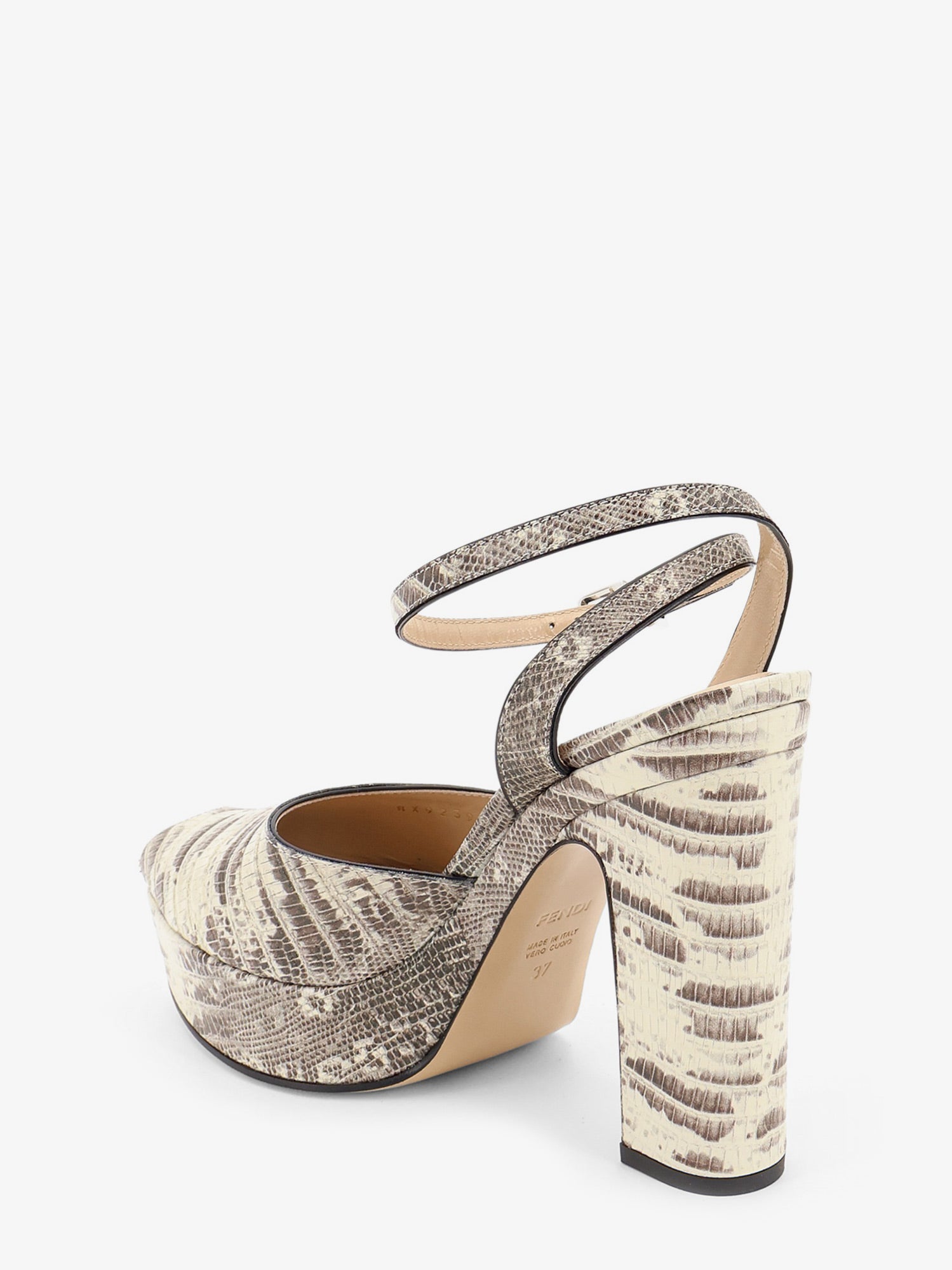 Fendi Women Fendi After 9 Leather Sandals With Tejus Print FENDI